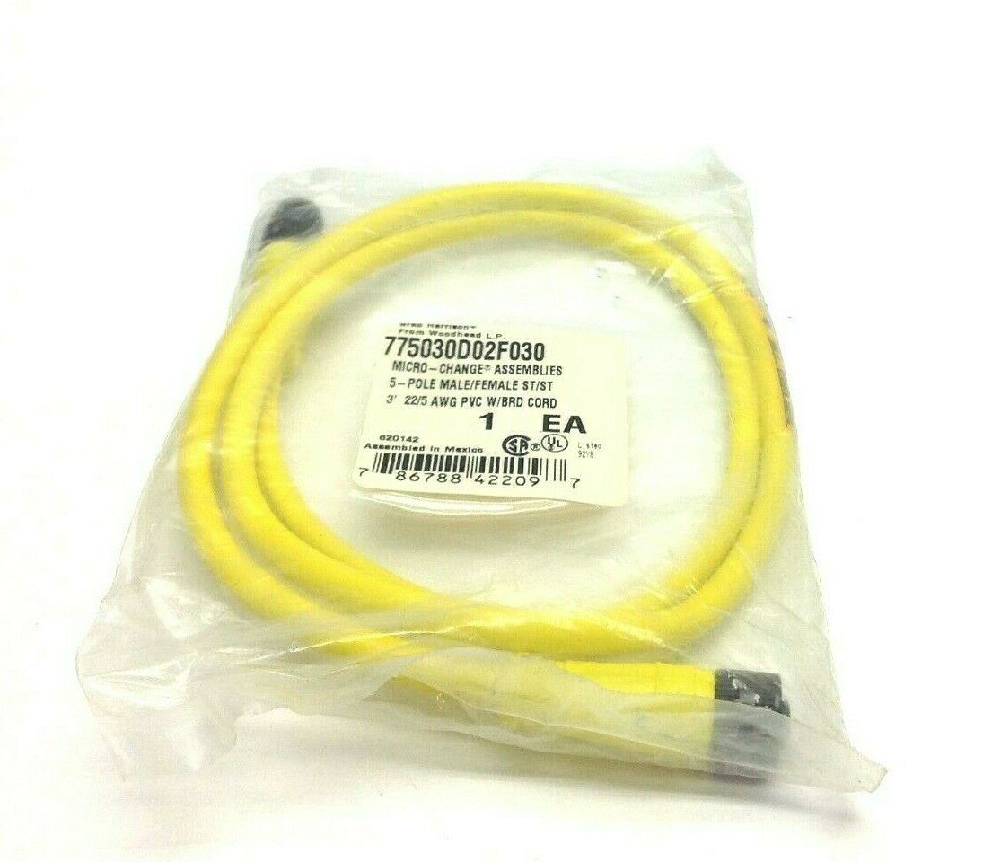 Brad Harrison Woodhead 775030D02F030 Micro-Change Assemblies 5-Pole M/F 3ft - Maverick Industrial Sales