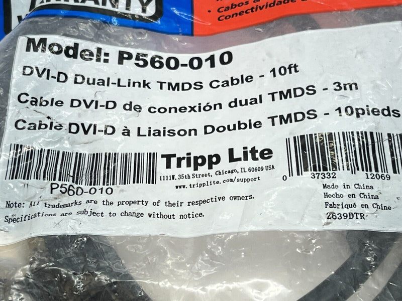 Tripp Lite P560-010 DVI-D Dual-Link TMDS Cable 10ft Length - Maverick Industrial Sales