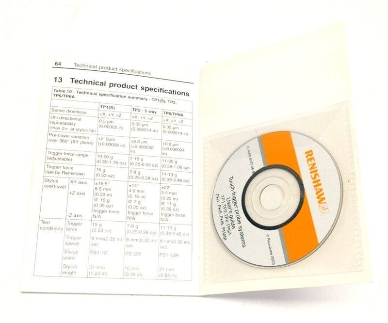 Renishaw H-1000-5021-06-B Touch-Trigger Probe System User's Guide Booklet & CD - Maverick Industrial Sales