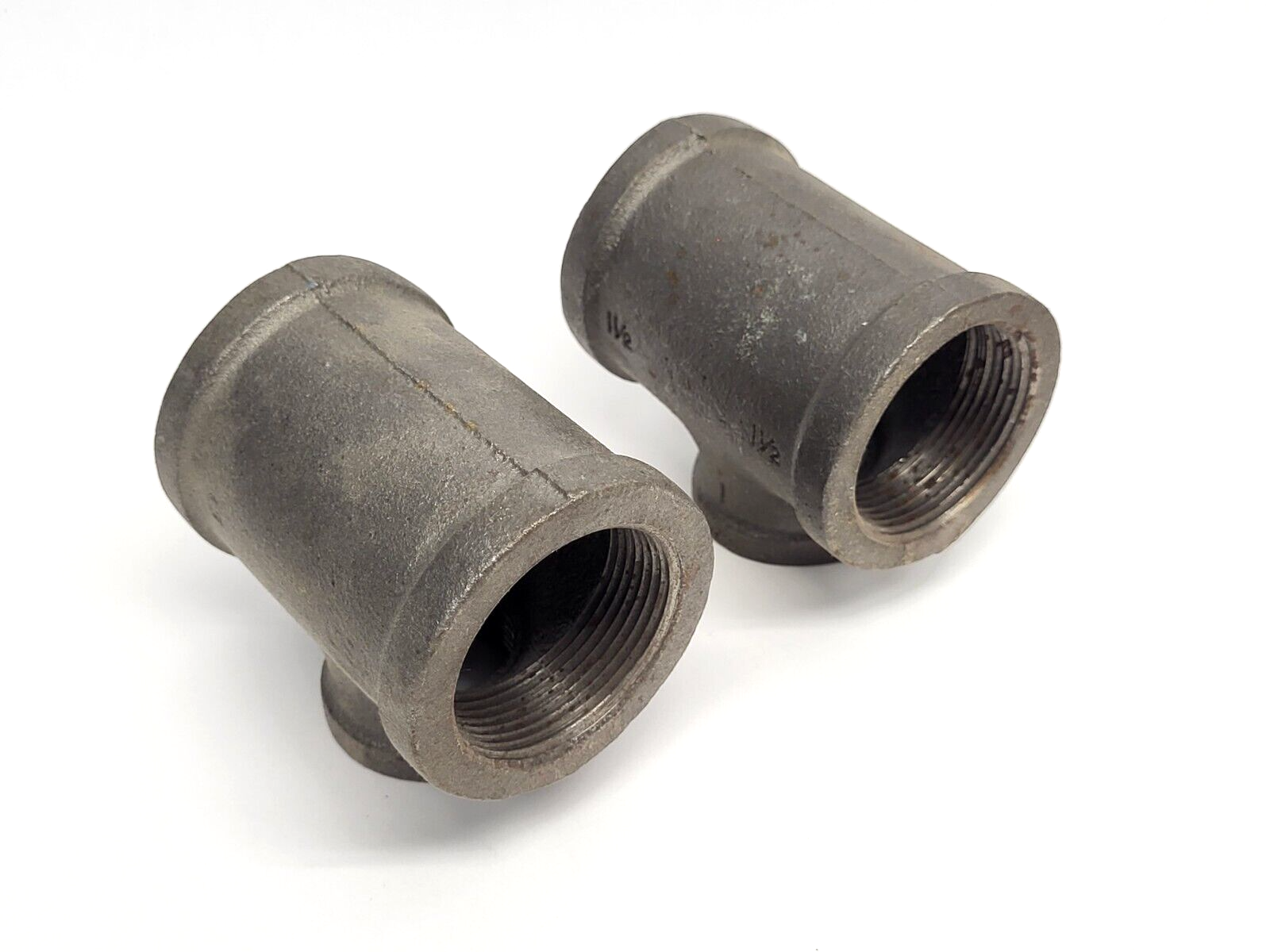 Unbranded 1-1/2" x 1-1/2" x 1" Steel Pipe Tee LOT OF 2 - Used - Maverick Industrial Sales