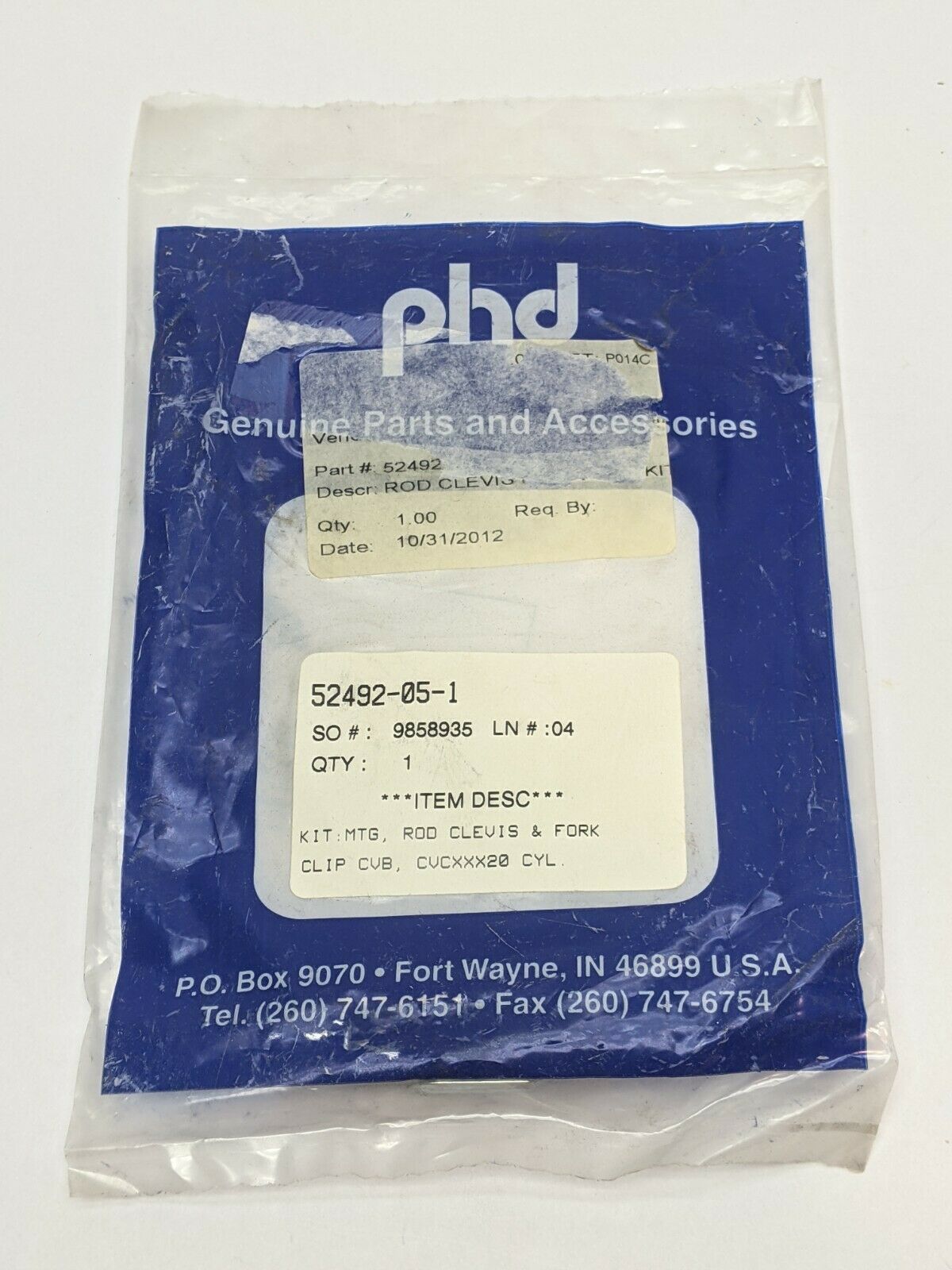 PHD 52492-05-1 Rod Clevis Mounting Kit for Metric Rod Ends 20mm - New - Maverick Industrial Sales