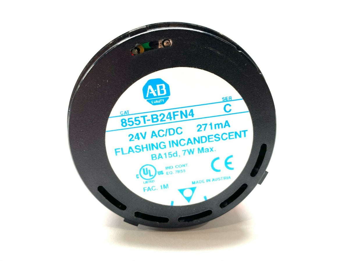 855T-B24FN4 | Allen Bradley Flashing Red Incandescent Stack Light 24V - Used - Maverick Industrial Sales