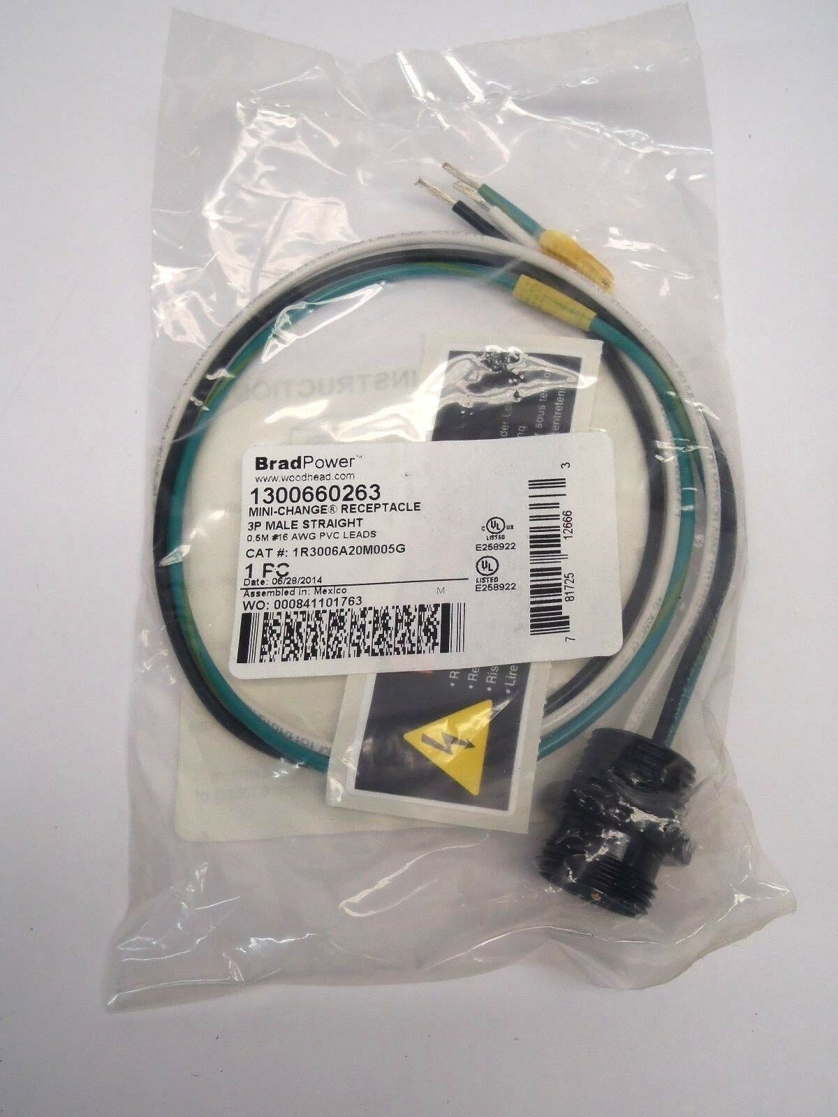 Bradpower Woodhead 1300660263 Mini-Change Receptacle 3P Male Straight - Maverick Industrial Sales