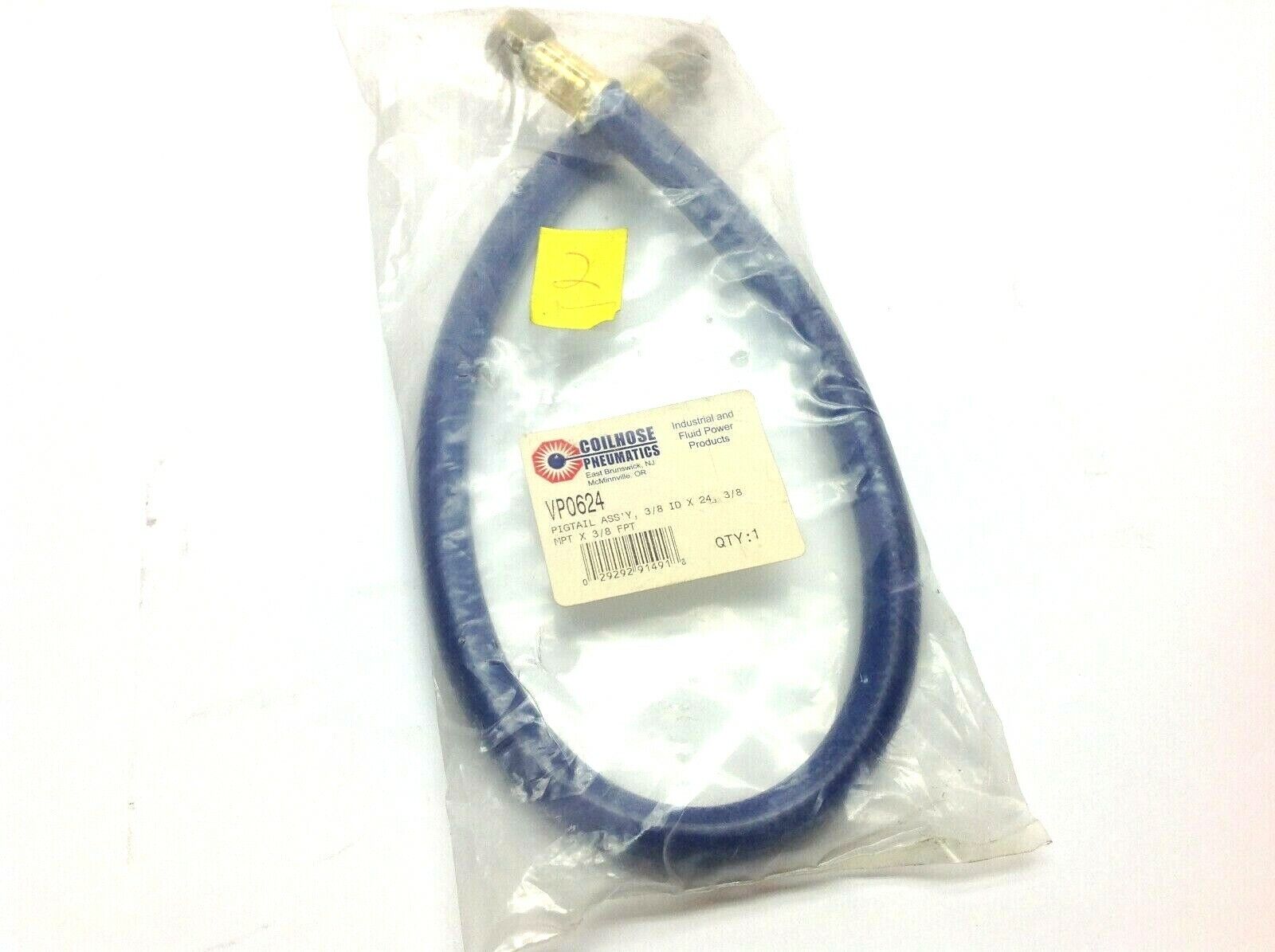 Coilhose Pneumatics VP0624 Pigtail Assembly 3/8" ID x 24" 3/8" MPT x 3/8" FPT - Maverick Industrial Sales