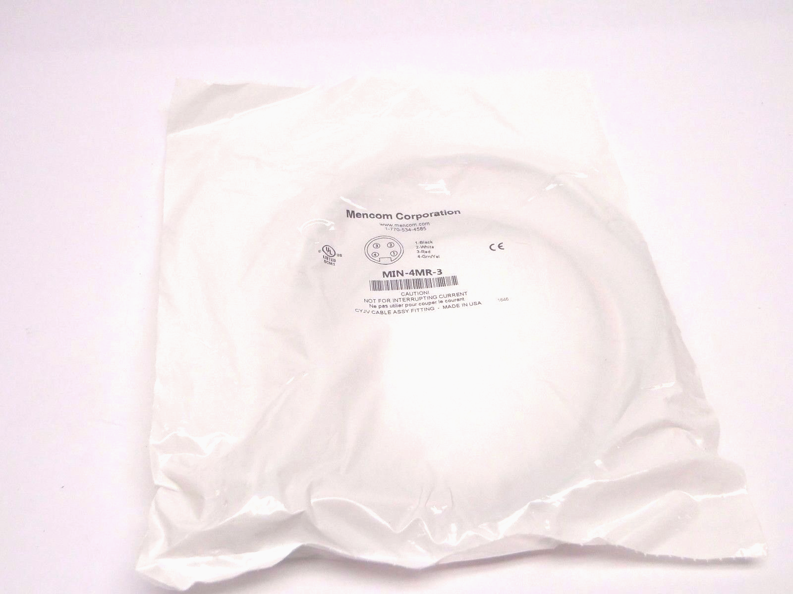 MENCOM Corporation MIN-4MR-3 MIN Size I Receptacle 4 Pole Male Straight 3 Ft - Maverick Industrial Sales