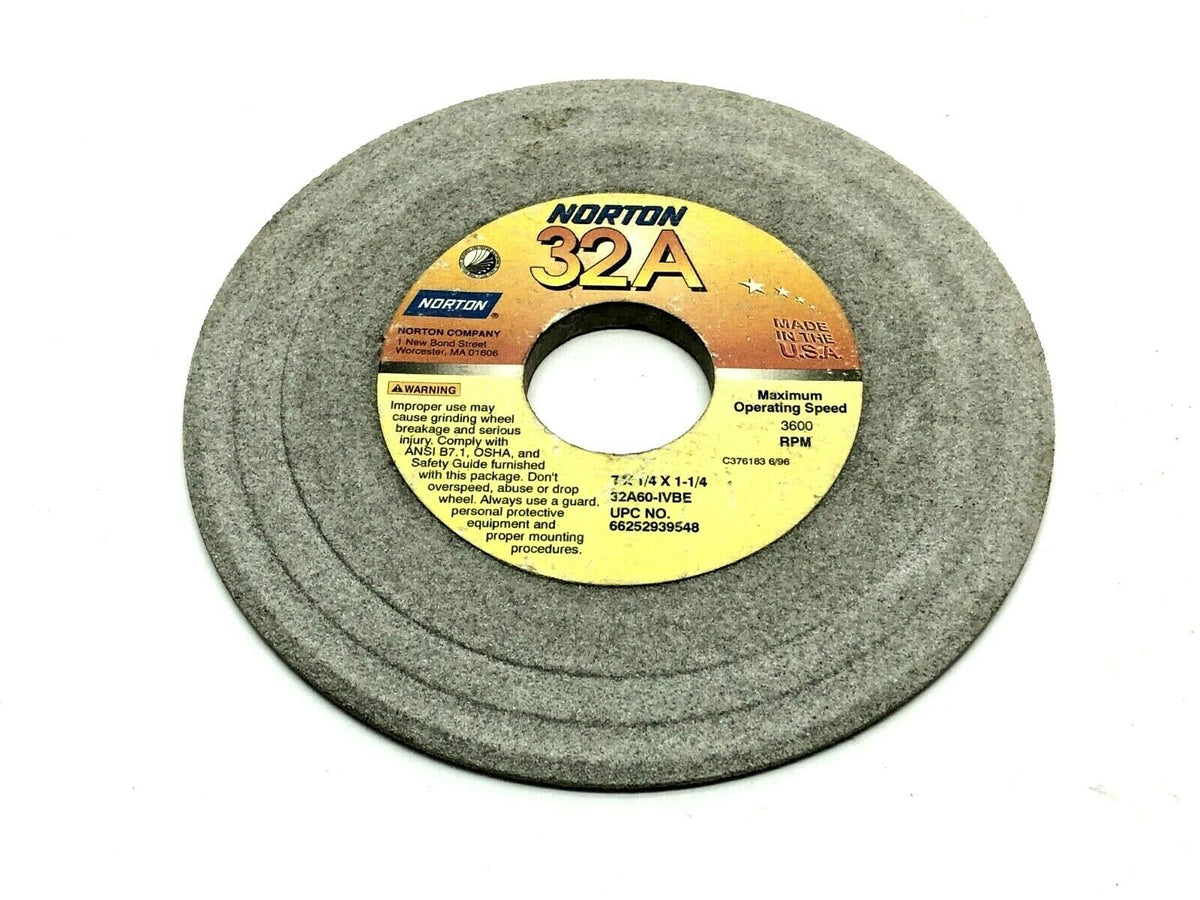 32A60-IVBE | Norton Grinding Wheels 1-1/4" Bore 3600 RPM LOT OF 5 - Used - Maverick Industrial Sales