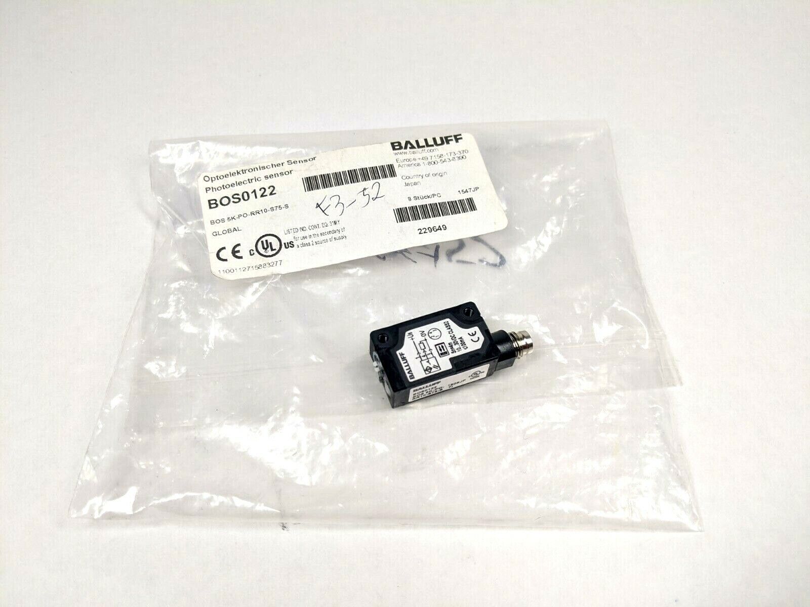 Balluff BOS0122 Retroreflective Sensor BOS 5K-PO-RR10-S75-S - New – Open box - Maverick Industrial Sales