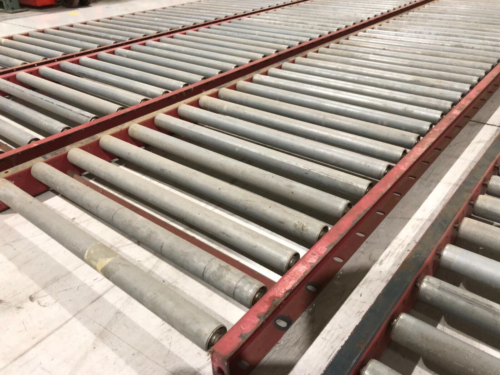 Gravity Flow Rolling Conveyor, 24"W x 10' Sections, LOT OF 4 Sections, 40-Feet - Used - Maverick Industrial Sales