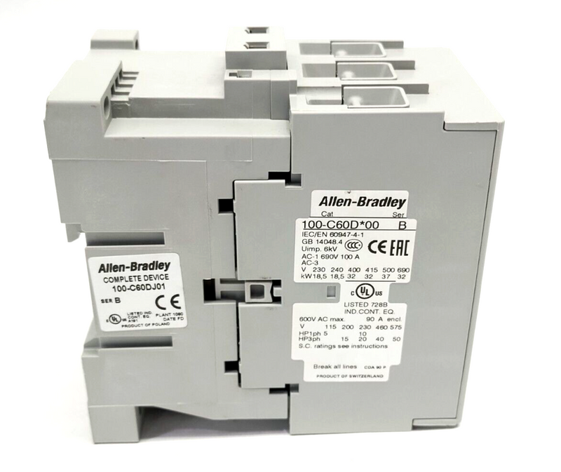Allen Bradley 100-C60DJ01 Ser B 60A IEC Contactor 24VDC Integrated Diode 1NC 0NO - Maverick Industrial Sales