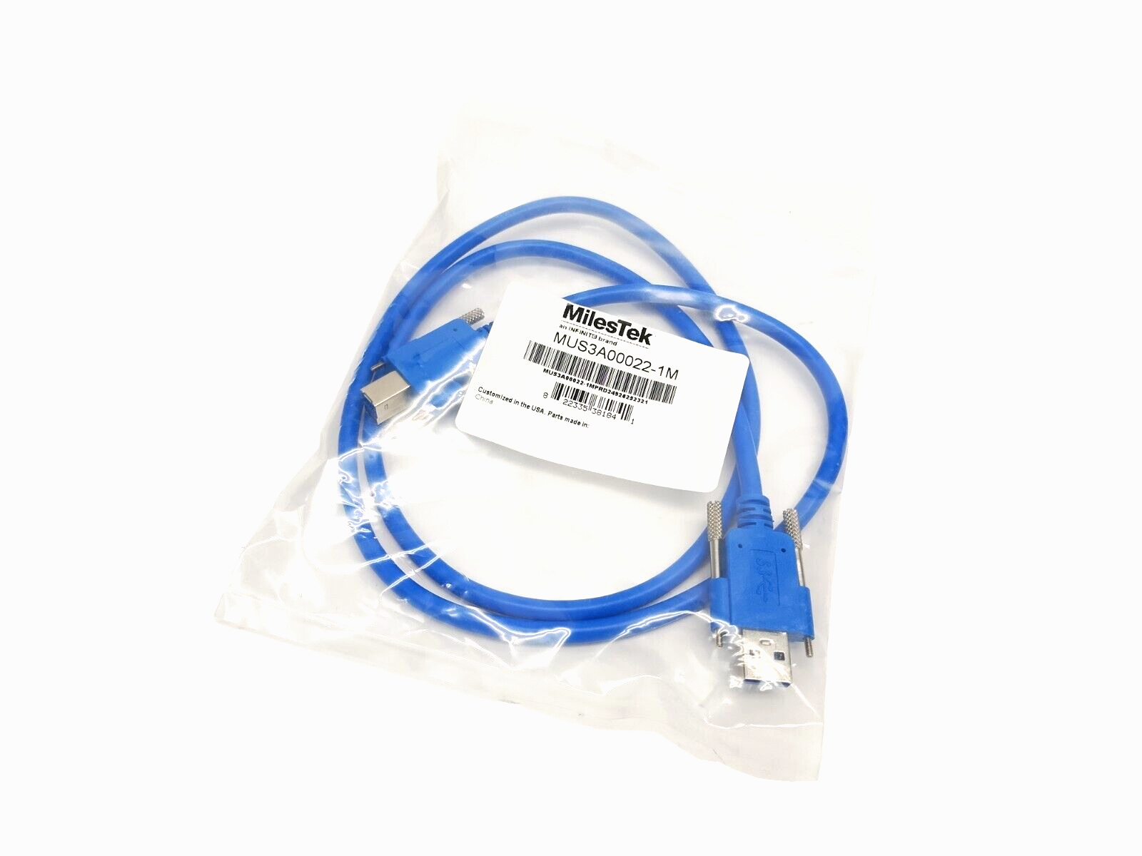 MUS3A00022-1M | MilesTek USB 3.0 Cable, Type A/B with Thumbscrew Hardware 1m - New - Maverick Industrial Sales