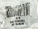 Anvil 0311000608 3/8 Galvanized 90 Elbow FNPT LOT OF 3 - Maverick Industrial Sales