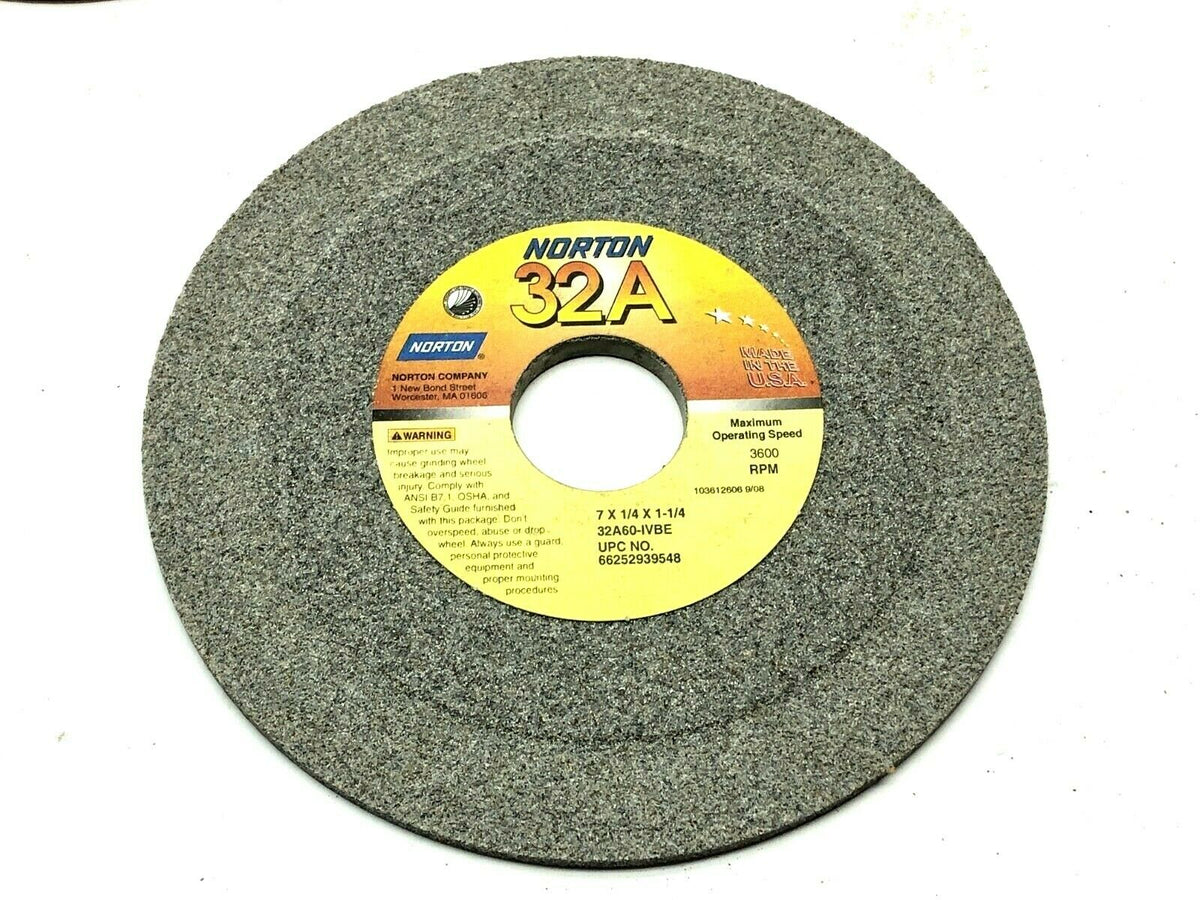 32A60-IVBE | Norton Grinding Wheels 1-1/4" Bore 3600 RPM LOT OF 5 - Used - Maverick Industrial Sales