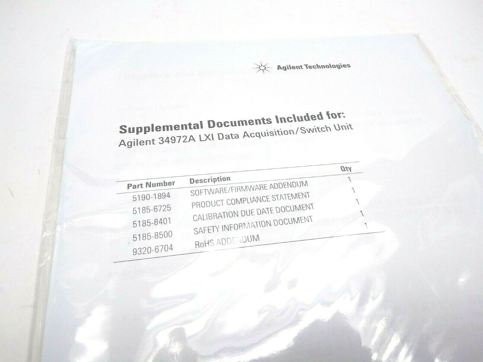 5000-0680 | Agilent Technologies Supplemental Documents for 34972A - New - Maverick Industrial Sales