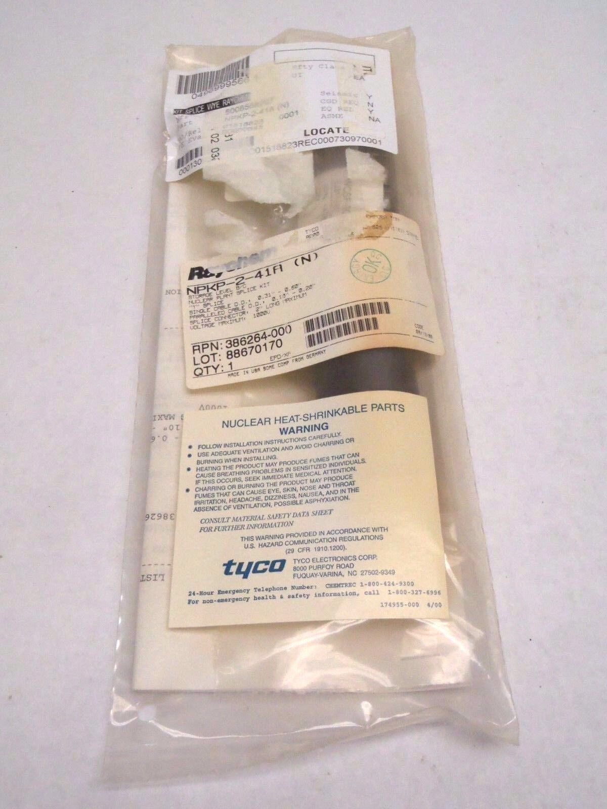 RAYCHEM NPKP-2-41A N NUCLEAR PLANT SPLICE KIT Y SPLICE - New – Open box - Maverick Industrial Sales