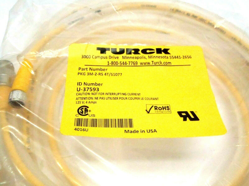 Turck PKG 3M-2-RS 4T/S1077 U-37593 2 Meter Male M12 to Female M8 Cordset - Maverick Industrial Sales