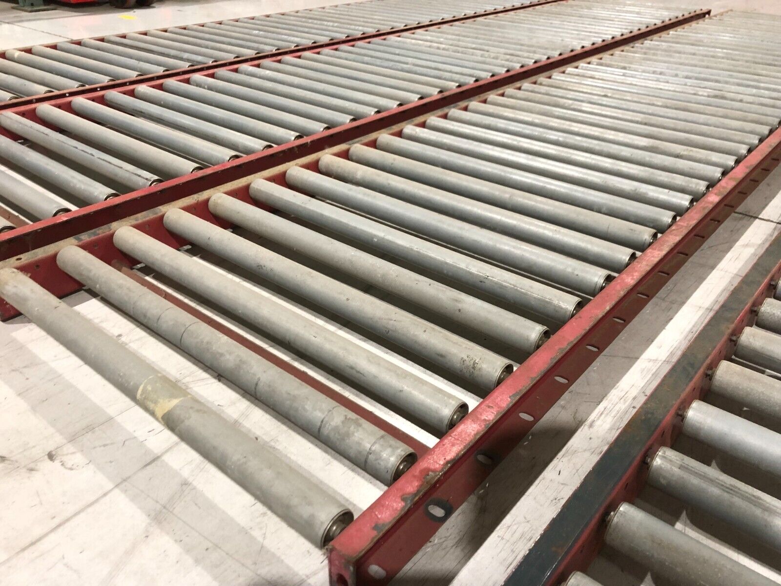 Gravity Flow Rolling Conveyor, 24"W x 10' Sections, LOT OF 4 Sections, 40-Feet - Used - Maverick Industrial Sales