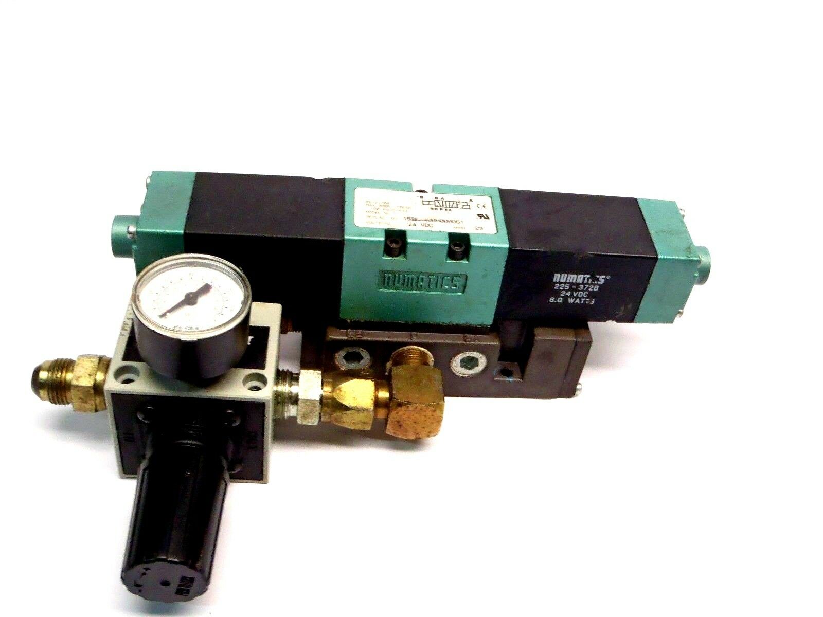 Numatics K5280400M00061 150 PSI 24VDC Valve w/ R22K-04G Regulator & SMC Guage - Maverick Industrial Sales