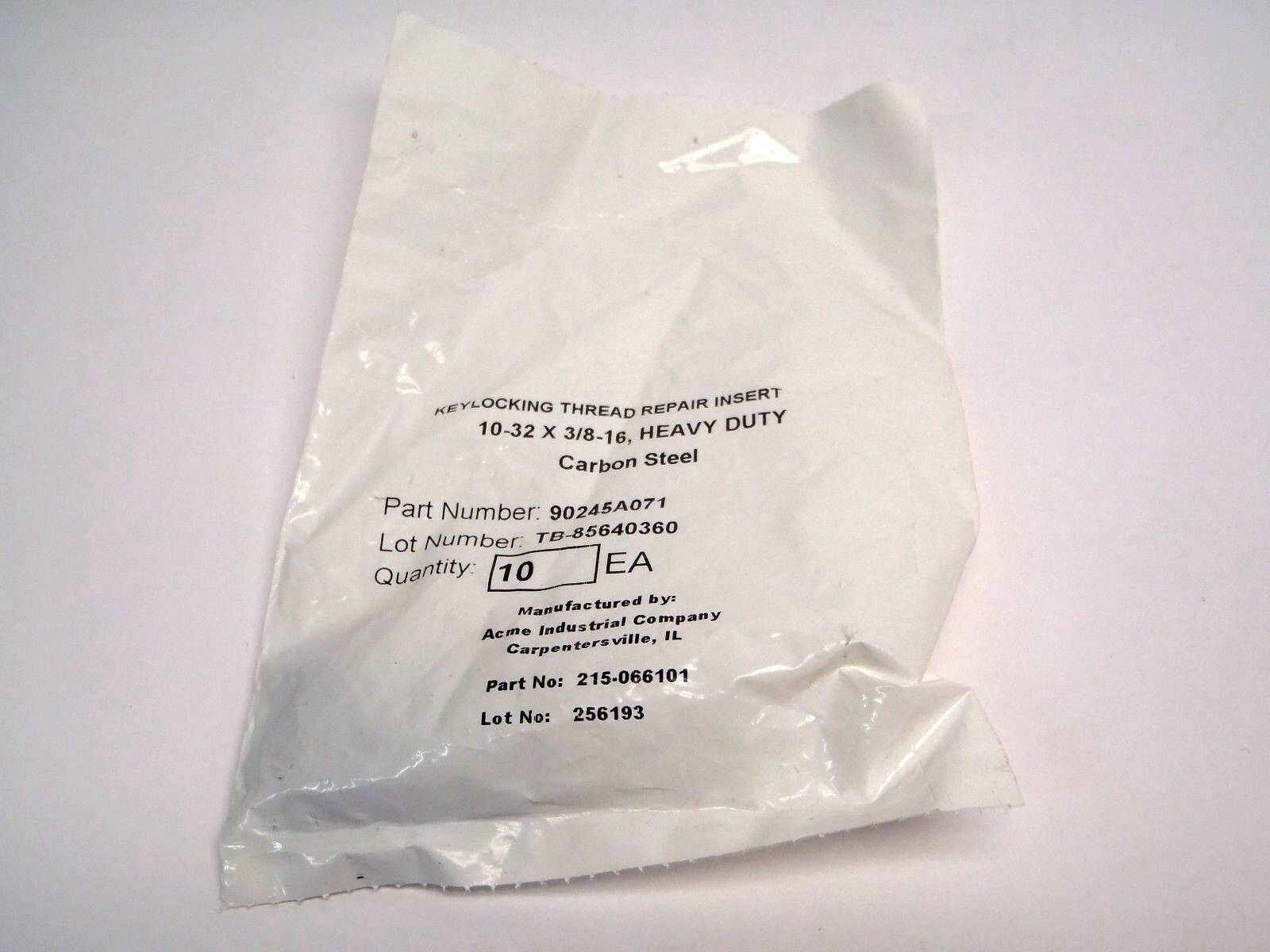 Acme 90245A071 10-32 x 3/8-16 Black Carbon Steel Keylocking Thread 10 Inserts - Maverick Industrial Sales