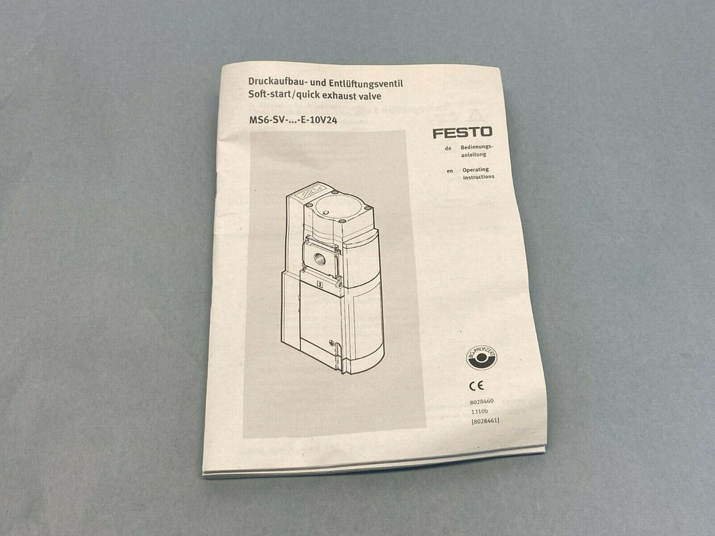 Festo 8028460 Manual For Ms6 Sv E10v24 Soft Start Quick Exhaust V Maverick Industrial Sales 9088