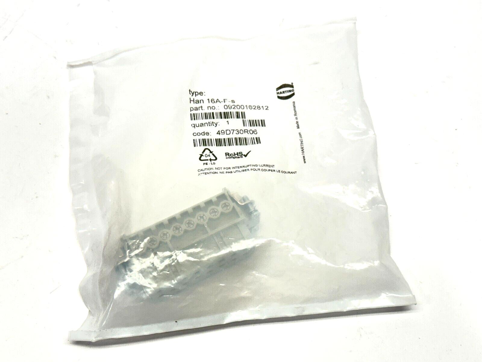 Harting Han 16A-F-S Industrial Connector Size 16A 16 Contact 09200162812 - New - Maverick Industrial Sales