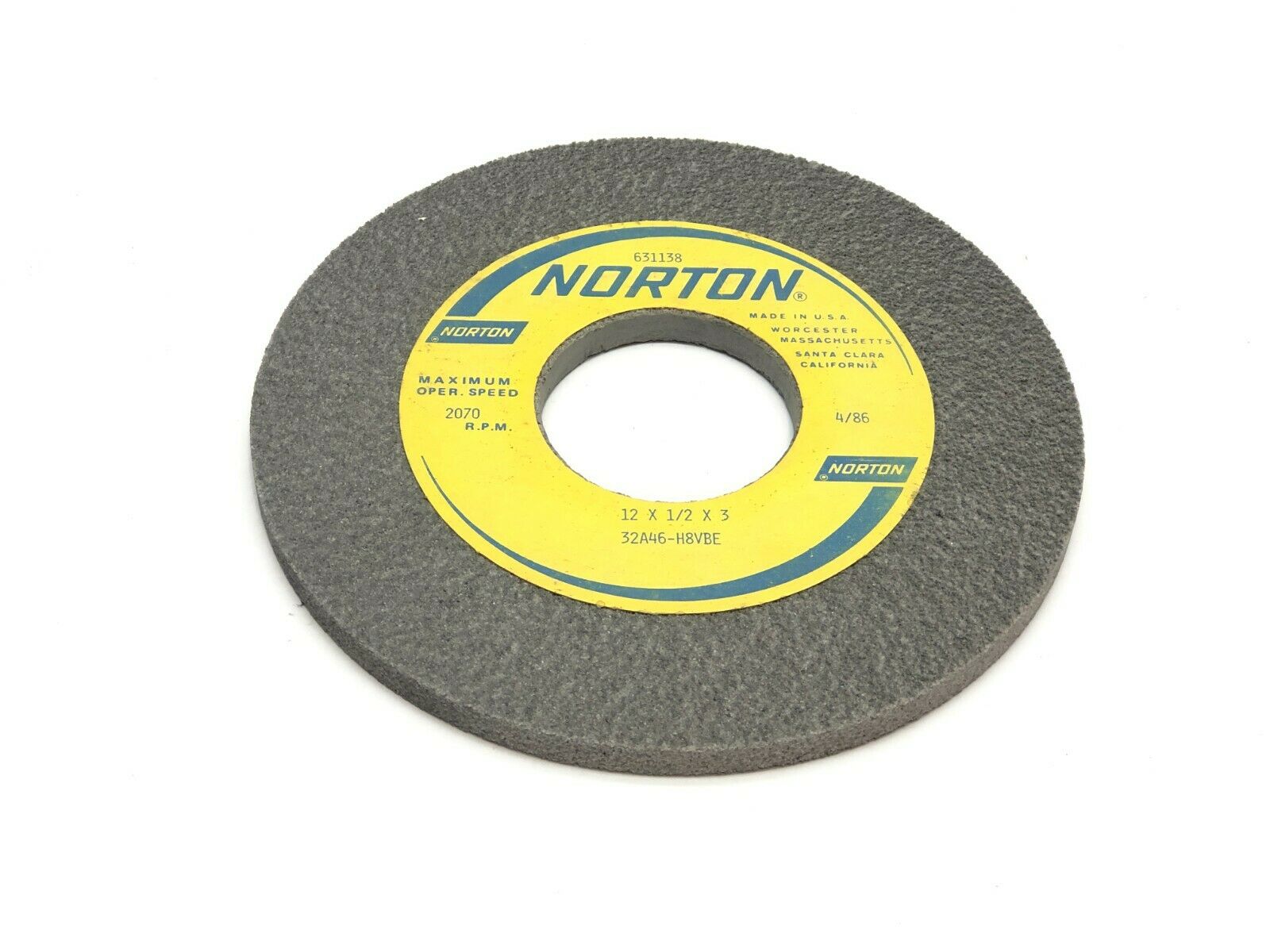 Norton 32A46-H8VBE Grinding Wheel 3" Bore 2070 RPM - Used - Maverick Industrial Sales