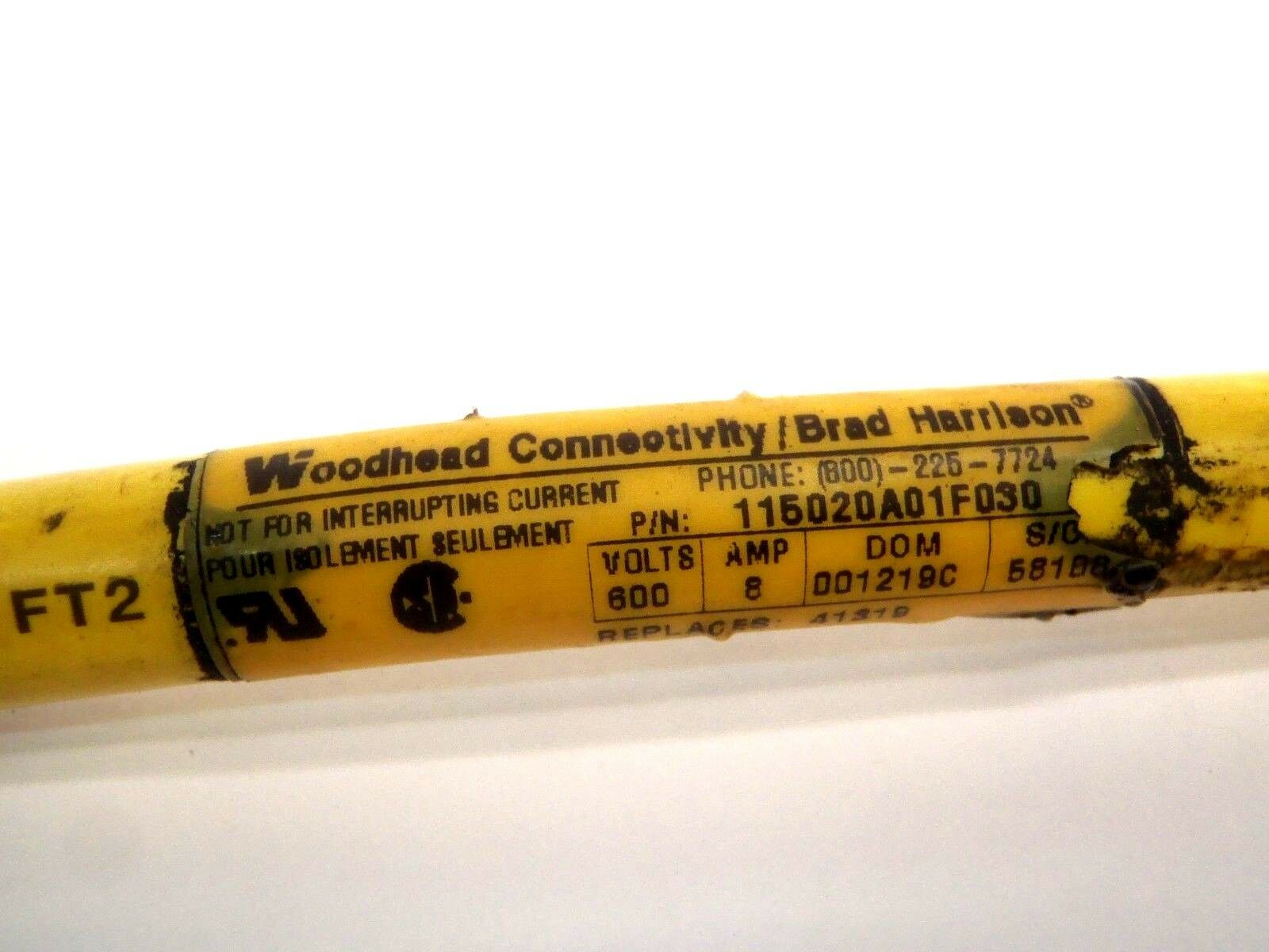 Woodhead Brad Harrison 115020A01F030 5P Male/Female ST/ST Connector Cordset - Maverick Industrial Sales