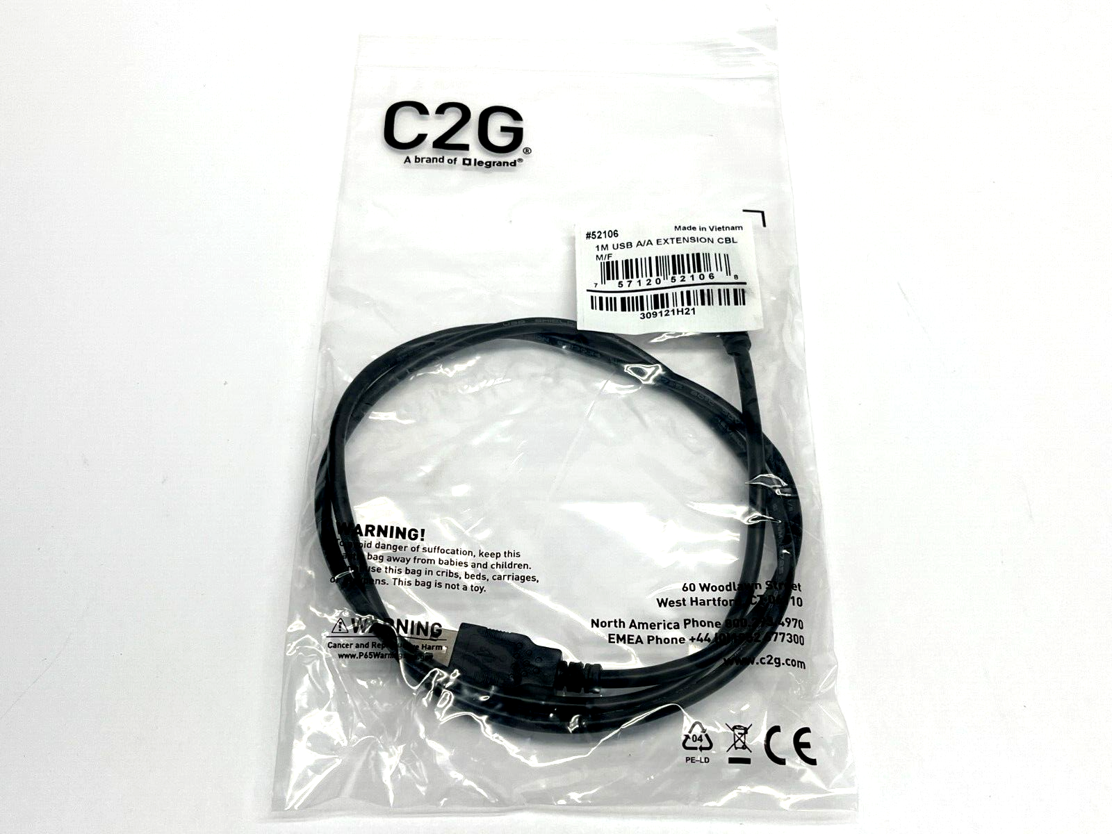 52106 | Cables To Go USB A/A Extension Cable M/F 1M - New - Maverick Industrial Sales