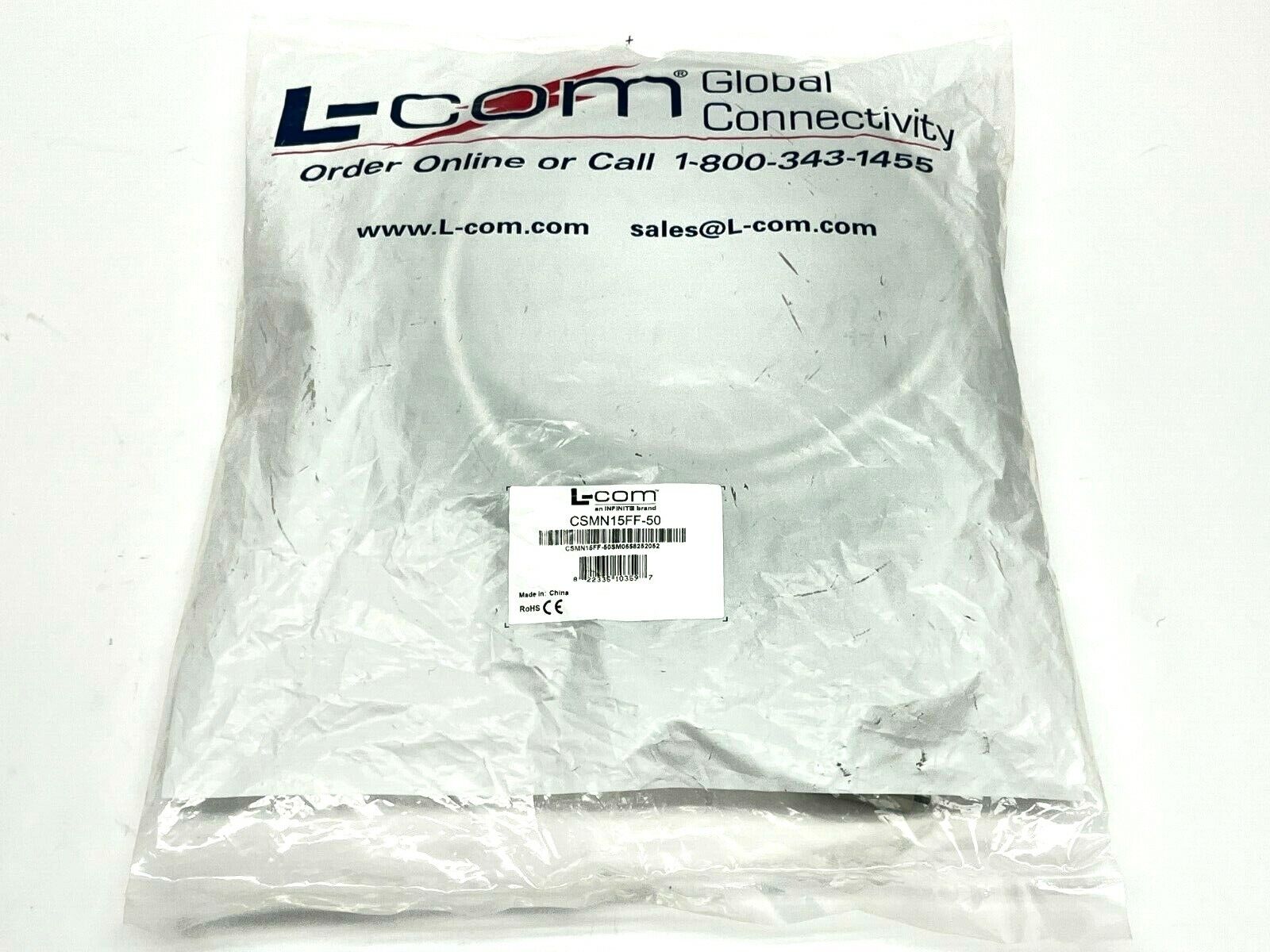 L-Com CSMN15FF-50 Deluxe Molded D-Sub Cable DB15 Female/Female 50ft - New - Maverick Industrial Sales