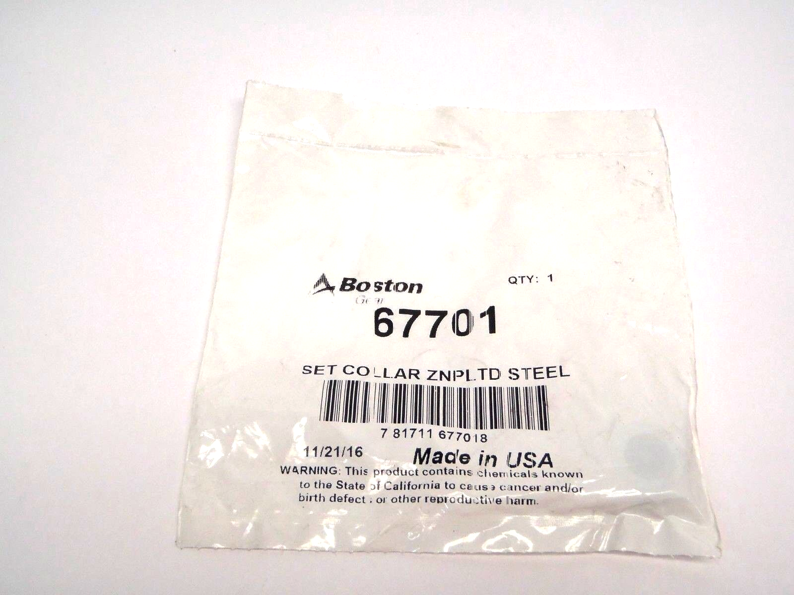 67701 | Boston Gear Shaft Collar Steel 0.7500 in ID, 1.2500 in OD, 0.5625 in Wide - New Other - Maverick Industrial Sales