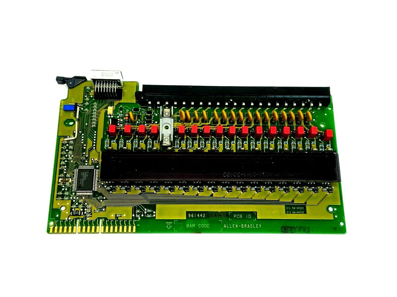 96I442 | Allen Bradley 01A9418 Module Card Printed Circuit Board 16 Terminals - For parts or not working - Maverick Industrial Sales
