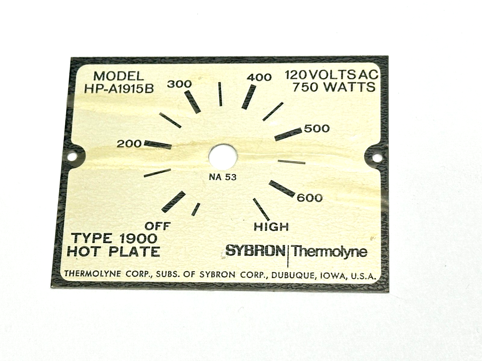 Thermo Scientific DL64X1 Badge for HP-A1915B Hot Plate - New – Open box - Maverick Industrial Sales