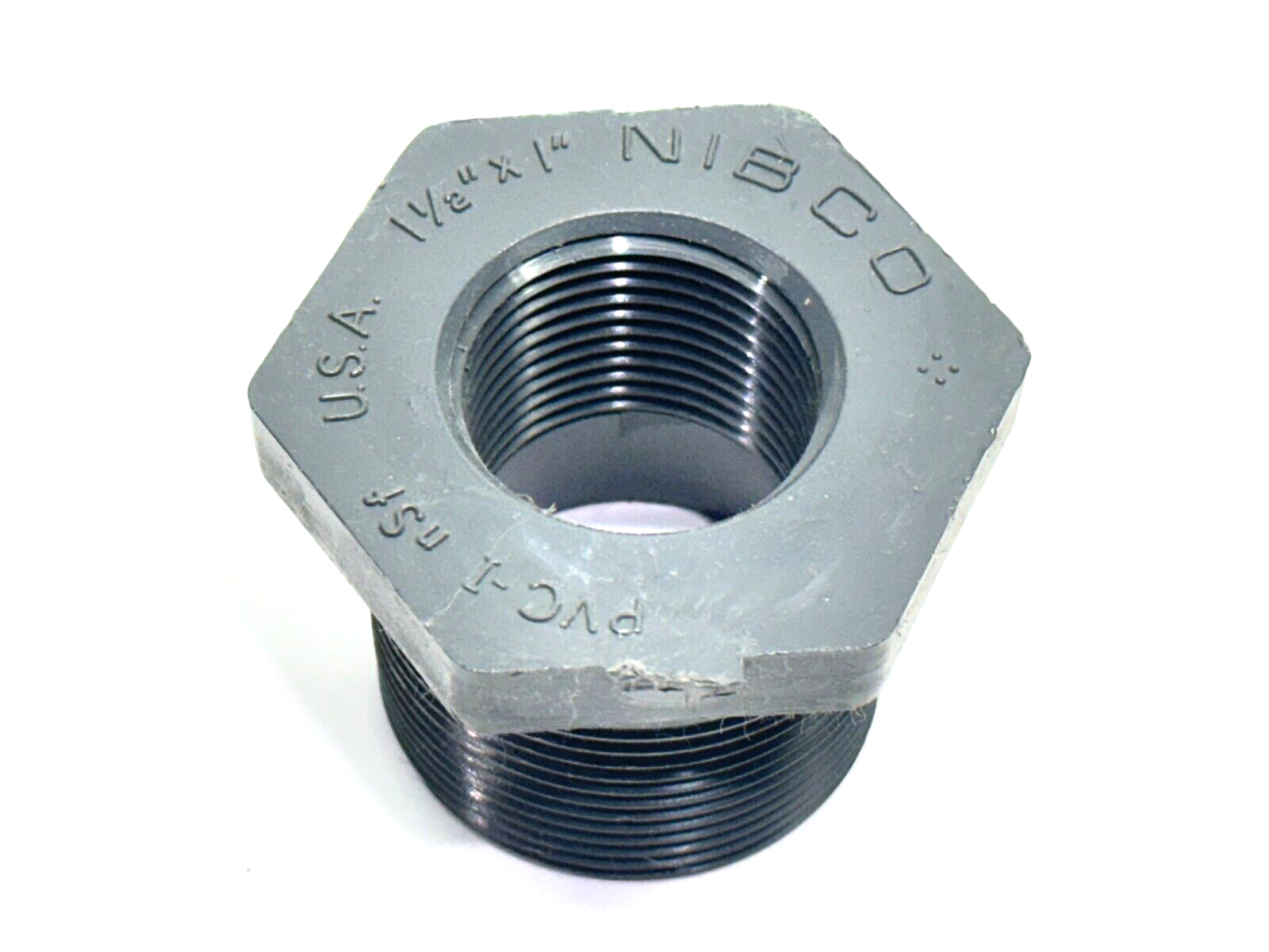 CA15550, 451834 | Nibco 451834 1-1/2" x 1" Reducer Bushing MPT X FPT PVC 80 CA15550 - New Other - Maverick Industrial Sales