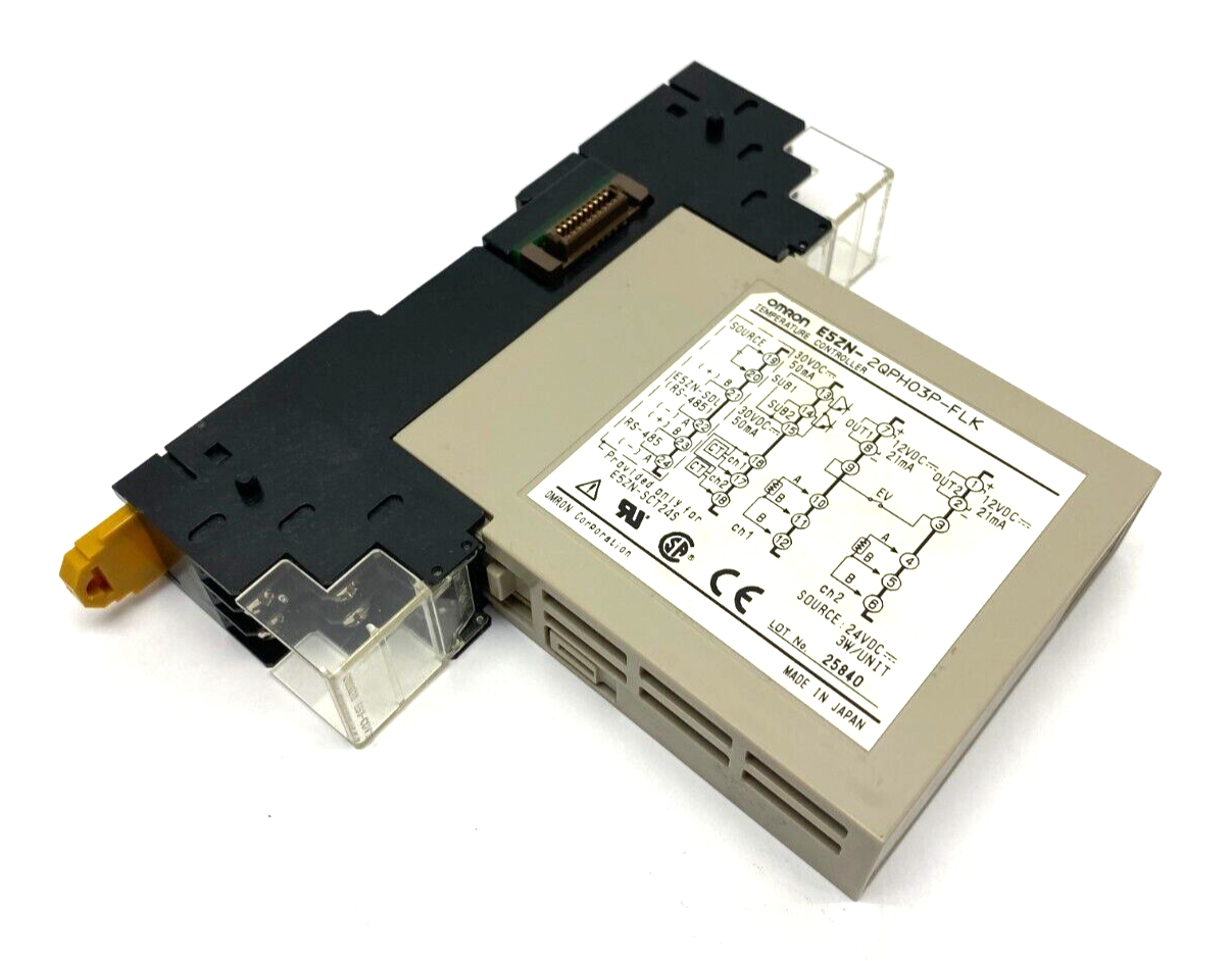 Omron E5ZN-2QPH03P-FLK Temperature Control Module w/ E5ZN-SCT18S-500 Base Module - Used - Maverick Industrial Sales