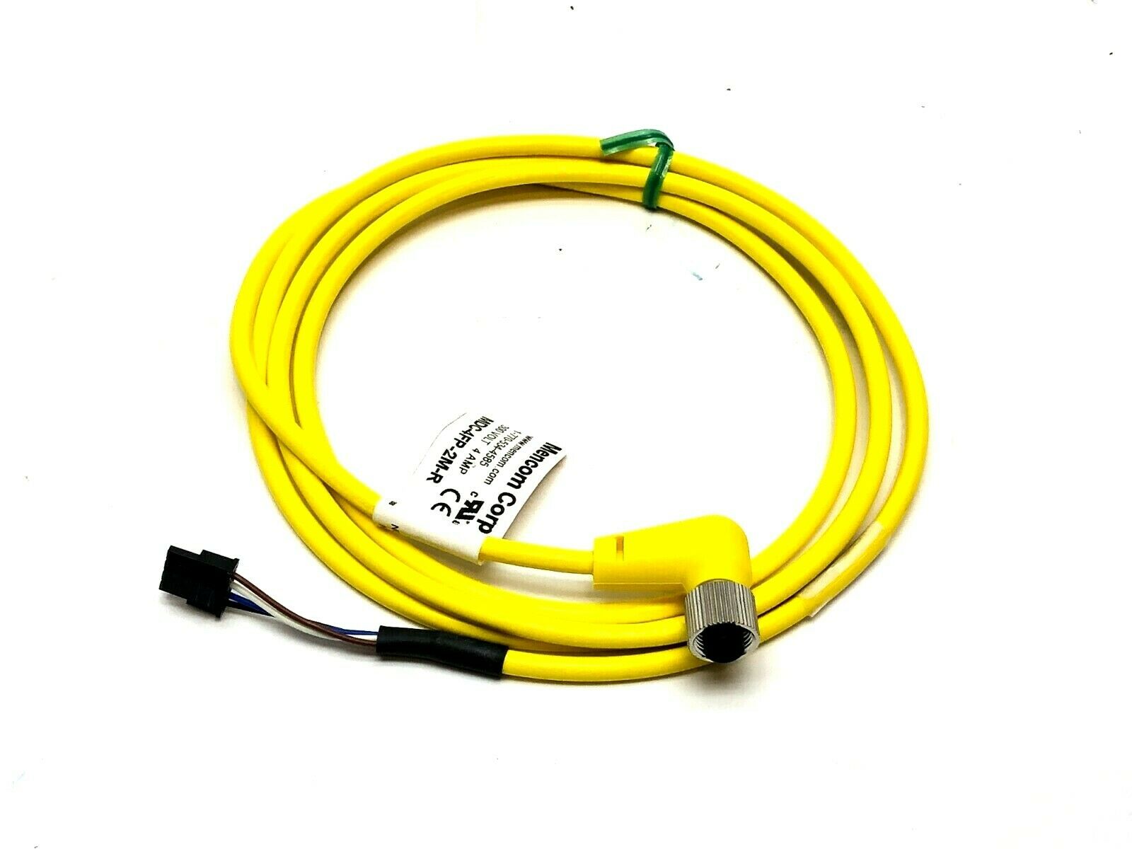 Mencom MDC-4FP-4M-R Cordset 4 Pole Female Right Angle 4M 4A Yellow PVC - Maverick Industrial Sales