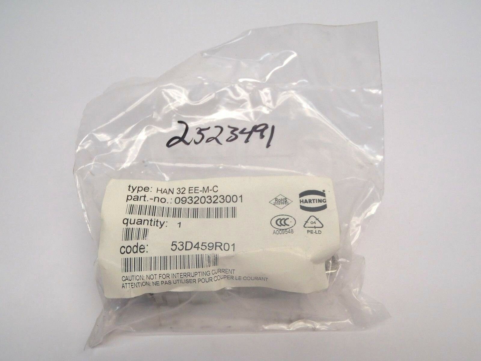 Harting 09320323001 Heavy Duty Connector Insert 16A 500V 6kV 3 HAN 32 EE-M-C - Maverick Industrial Sales