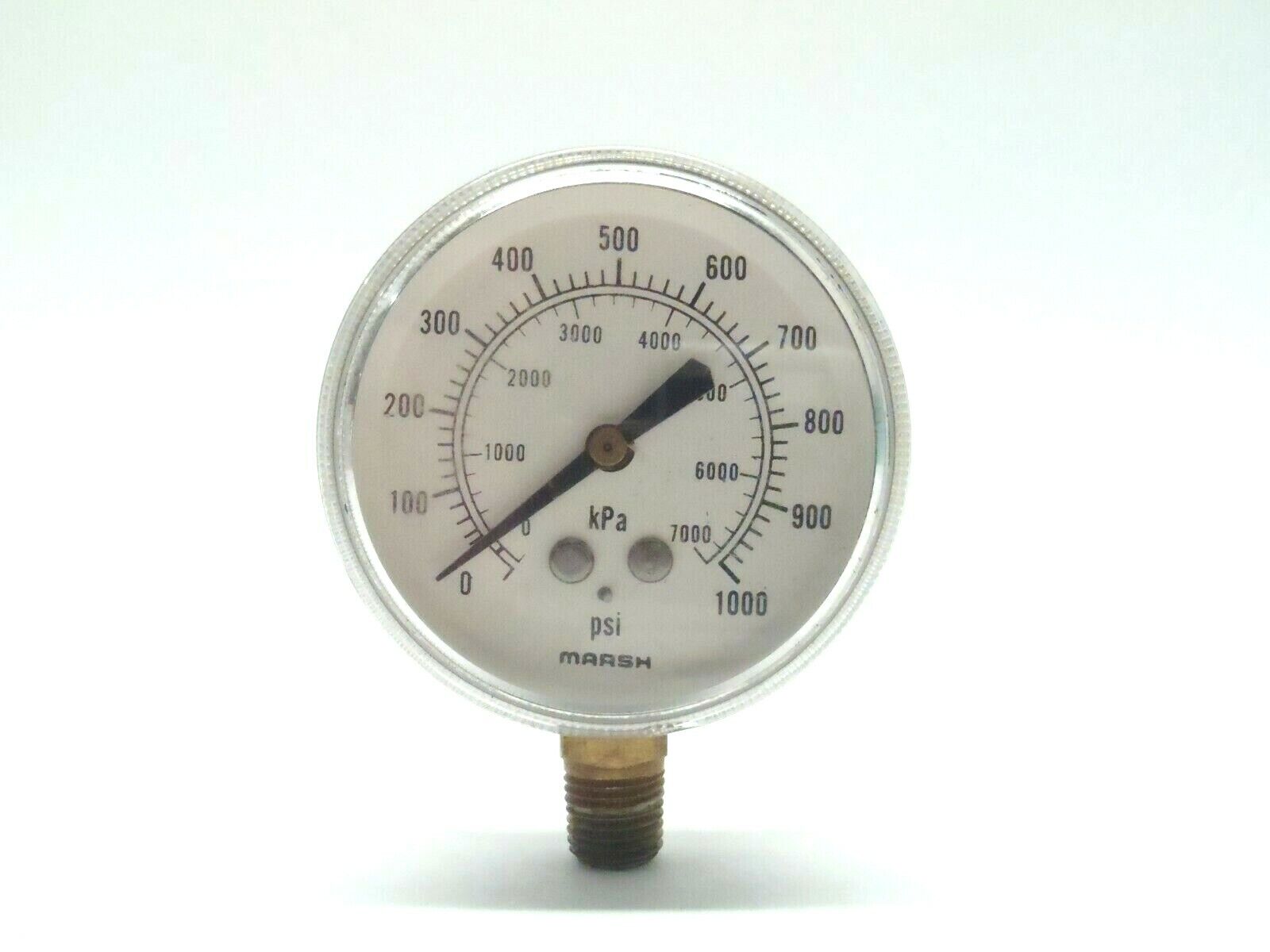 Marsh 2-1/2" Dual Range Pressure Gauge 0-1000 PSI 0-7000 kPa Bottom - Maverick Industrial Sales