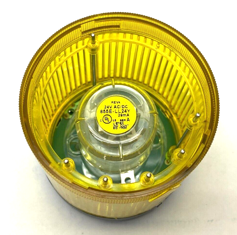 855T-B24TL8 | Allen Bradley Ser. C 70mm Steady LED Stack Light 24V AC/DC Yellow - Used - Maverick Industrial Sales