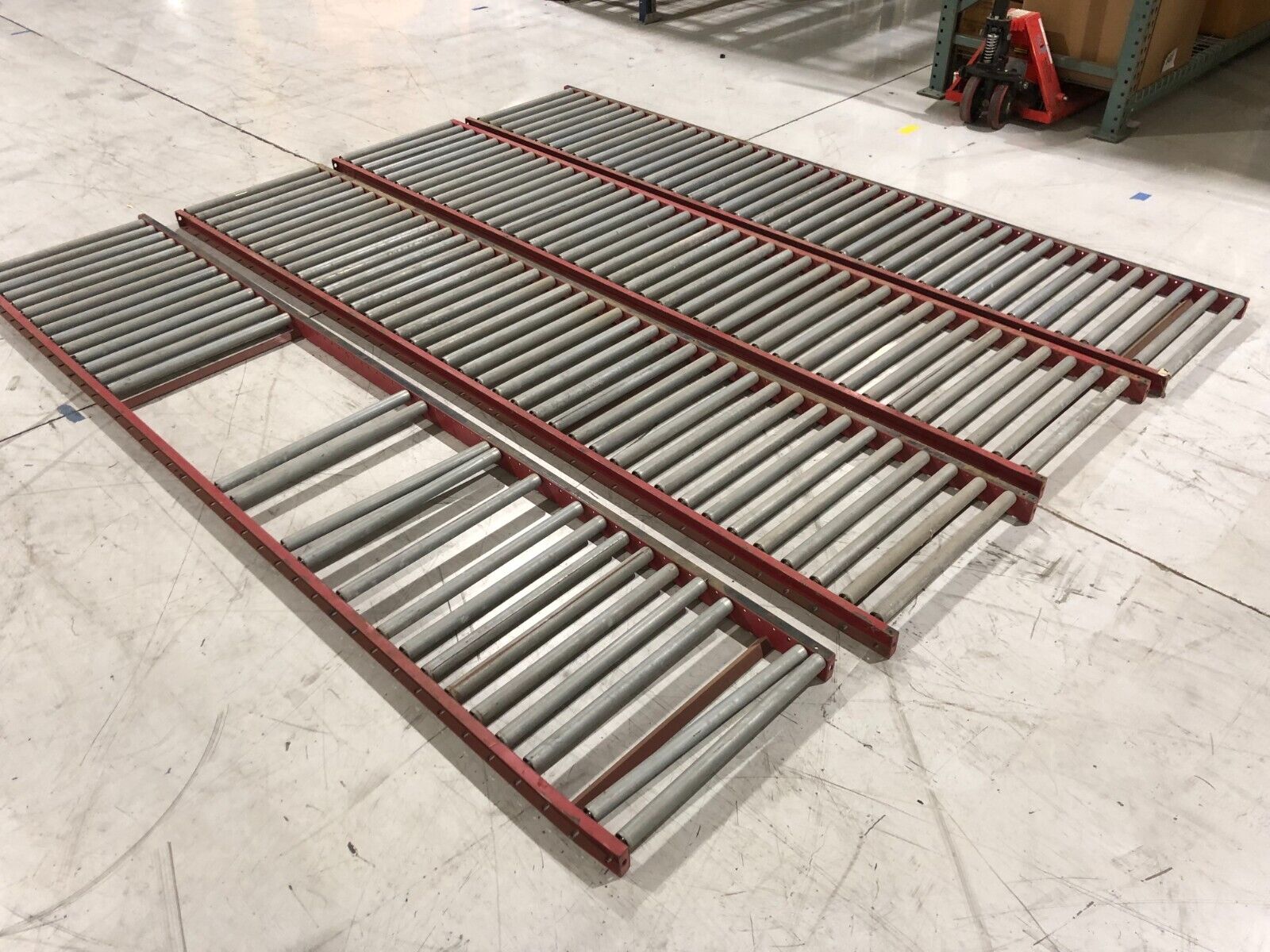 Gravity Flow Rolling Conveyor, 24"W x 10' Sections, LOT OF 4 Sections, 40-Feet - Used - Maverick Industrial Sales