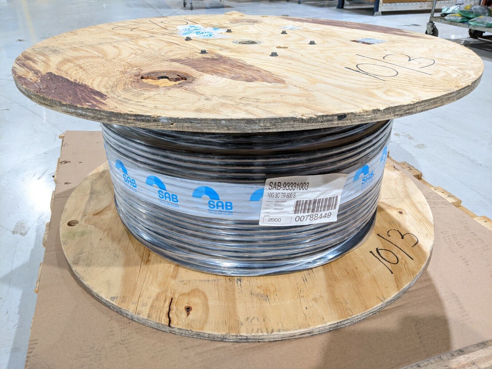 SAB 93331003 10 AWG 3C Flexible Tray Cable Wire 2000' Foot Spool - New - Maverick Industrial Sales