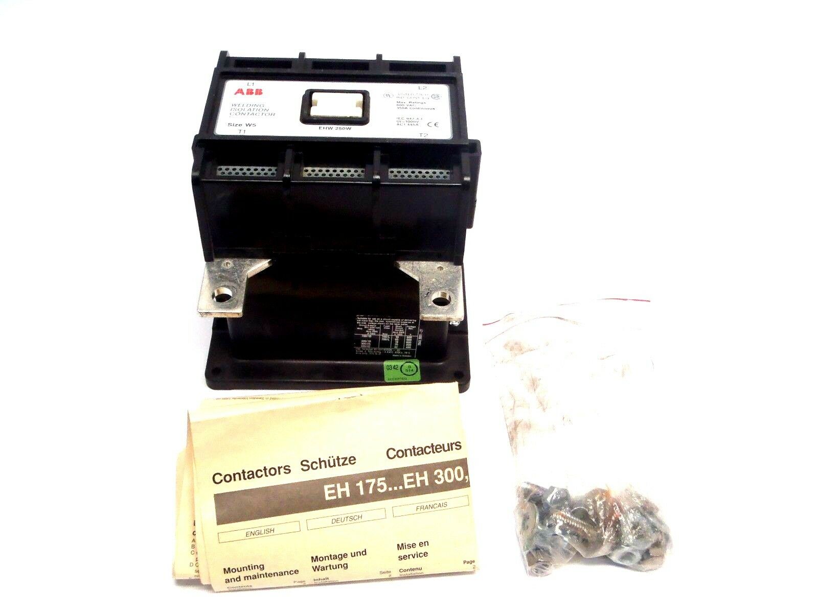 ABB EHW250WC2P-1L W5 Welding Contactor 250A 2P 110VAC 50/60 HZ 1NO/1NC ASEA - Maverick Industrial Sales