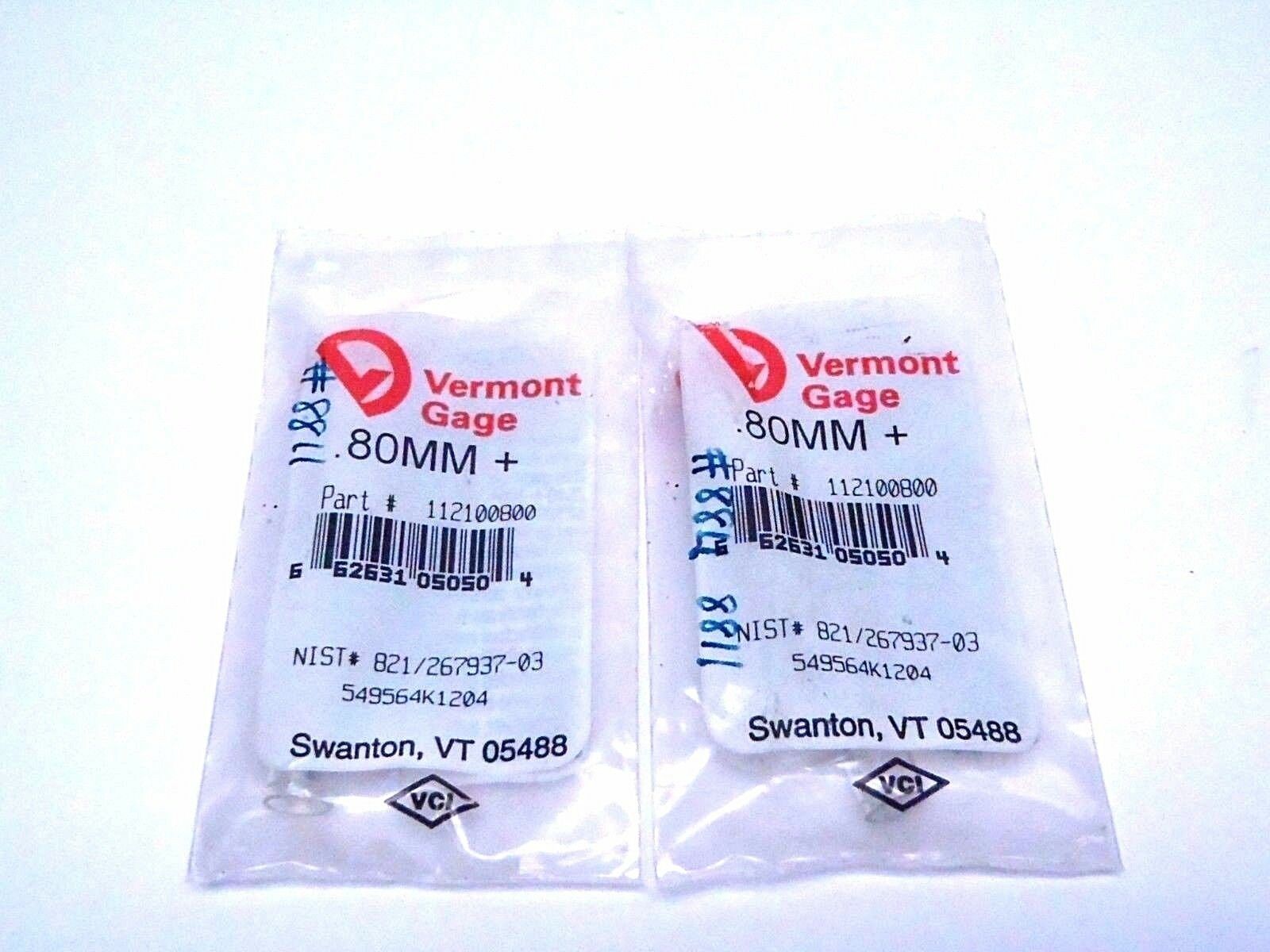 112100800 | Lot of (2) Vermont Gage Pin Gage 80MM+ - New – Open box - Maverick Industrial Sales