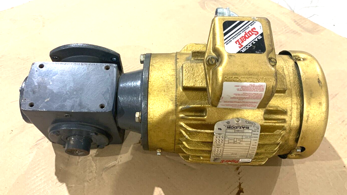 Baldor VEM3587T Ser. F797 SuperE Motor w/ Cleveland Gear M1714CD 05BB Actuator - Maverick Industrial Sales