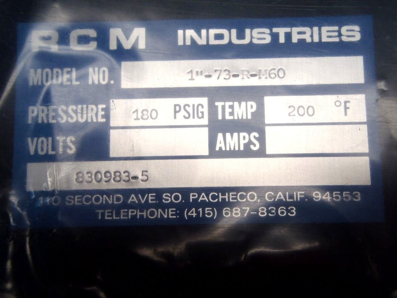 RCM Industries 830983 1”-73-R-M60 Flowmeter Gauge 180 PSIG Temp. 200 F - Maverick Industrial Sales