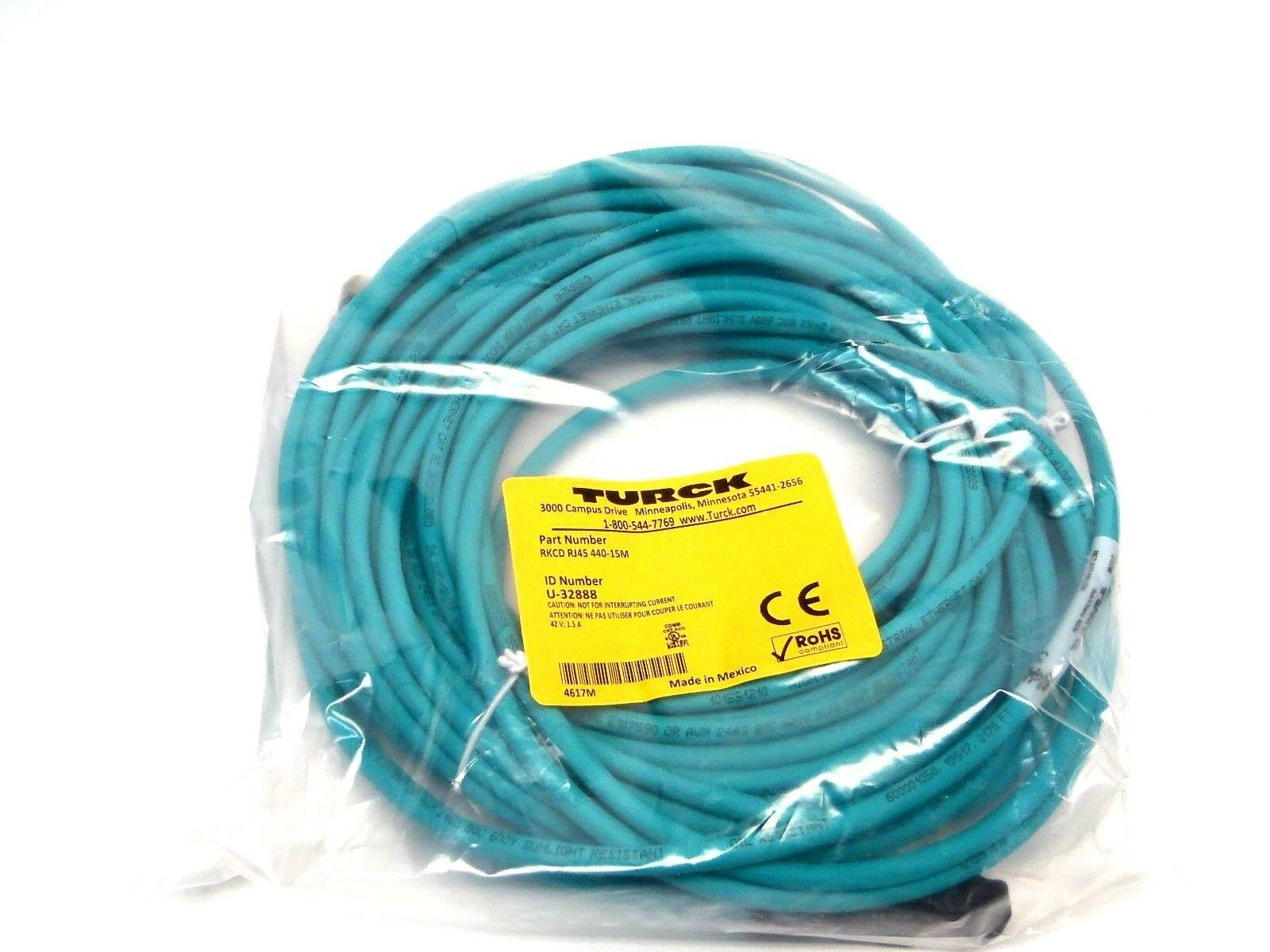 Turck RKCD RJ45 440-15M U-32888 Hybrid Network to 4 Female End Cordset Cable - Maverick Industrial Sales