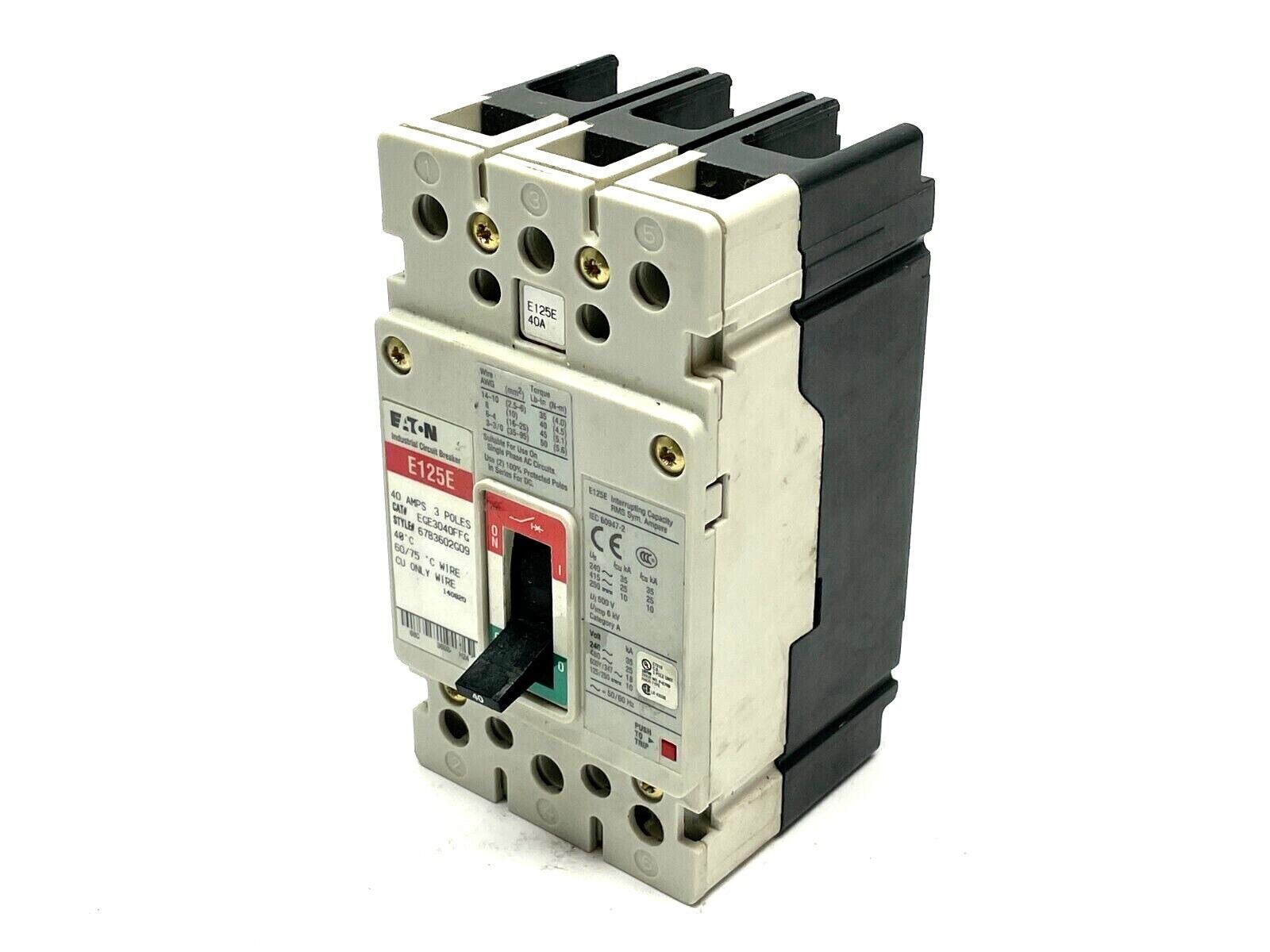 Eaton EGE3040FFG Industrial Circuit Breaker 40A 3-Pole 600Y/347VAC - Maverick Industrial Sales