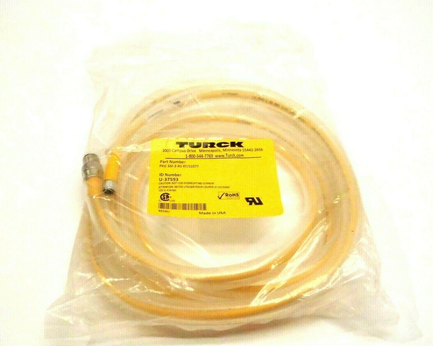 Turck PKG 3M-2-RS 4T/S1077 U-37593 2 Meter Male M12 to Female M8 Cordset - Maverick Industrial Sales