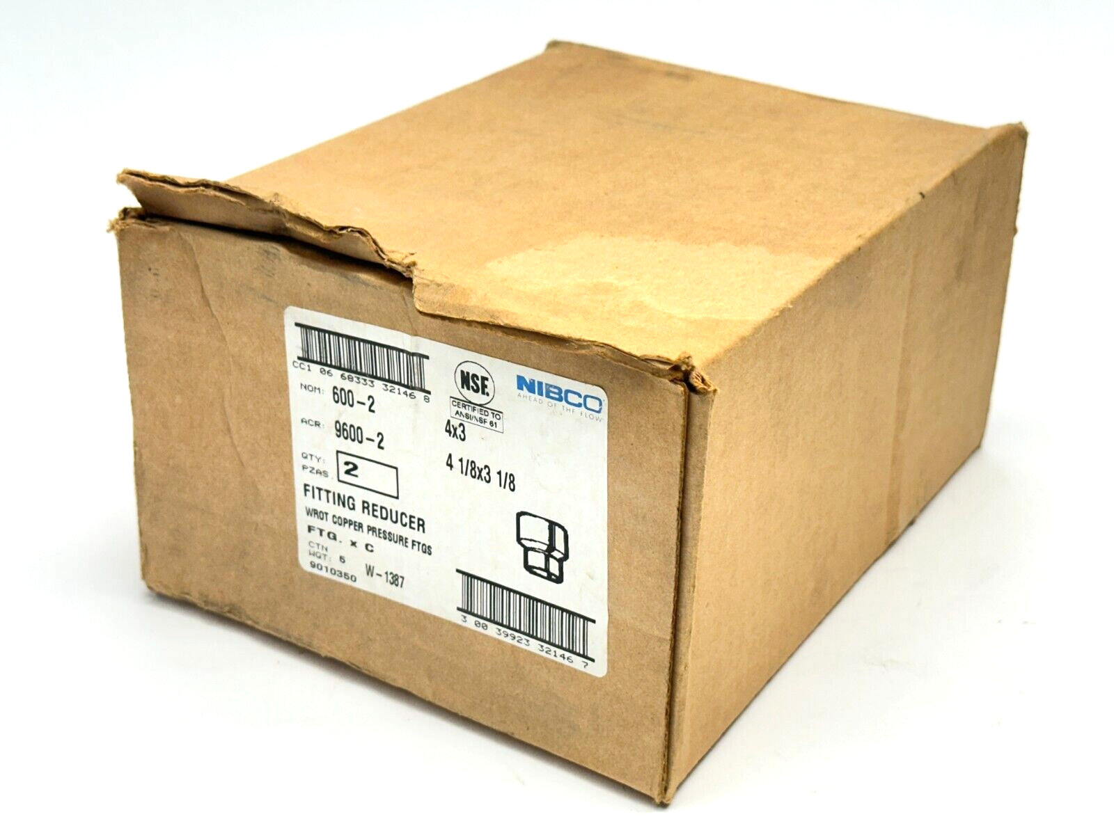 Nibco 9010350 600-2 4x3" Fitting Reducer Wrot Copper Pressure Fitting LOT OF 2 - Maverick Industrial Sales