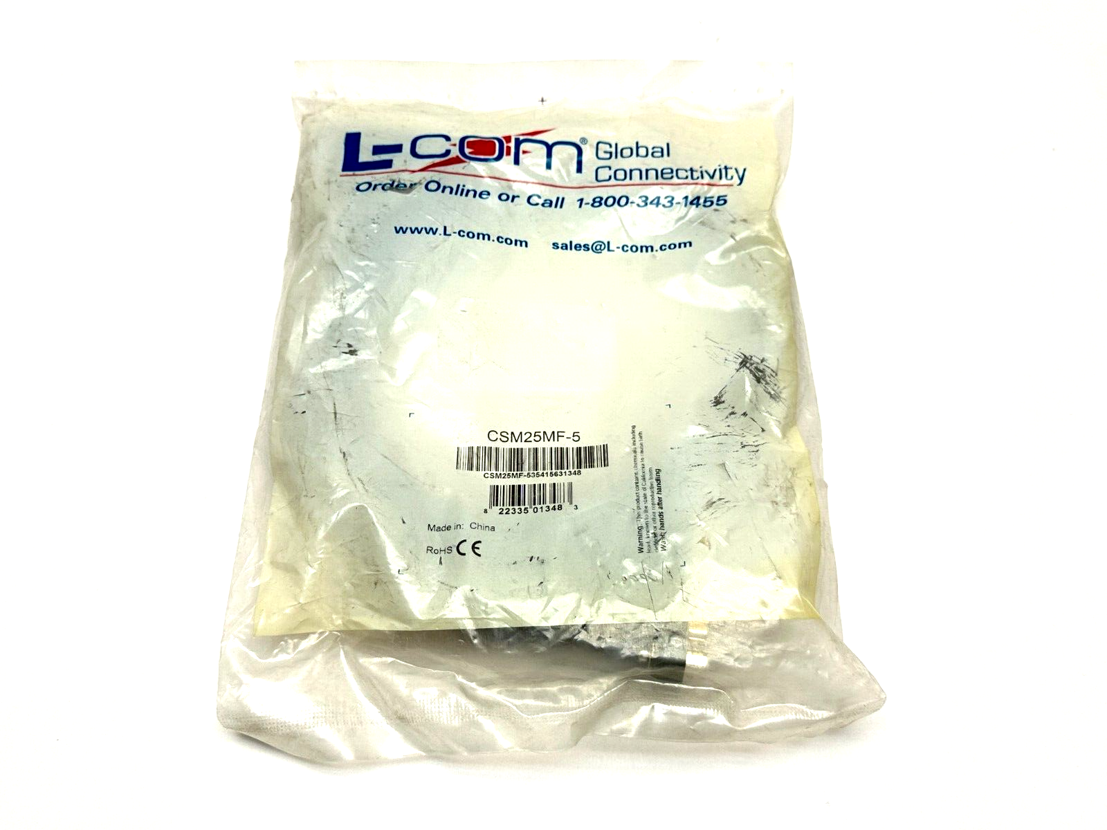 L-com CSM25MF-5 Economy Molded D-Sub Cable DB25 Male / Female 5ft - New - Maverick Industrial Sales