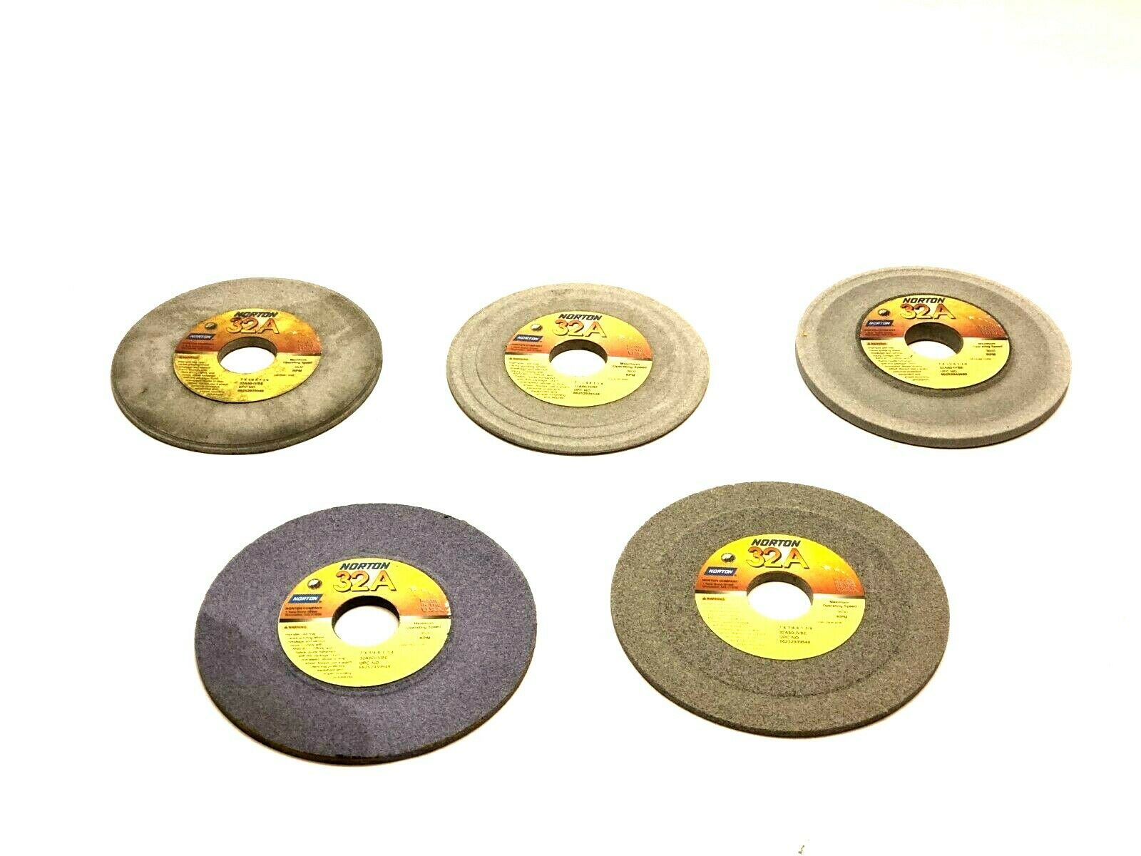 Norton 32A60-IVBE Grinding Wheels 1-1/4" Bore 3600 RPM LOT OF 5 - Used - Maverick Industrial Sales