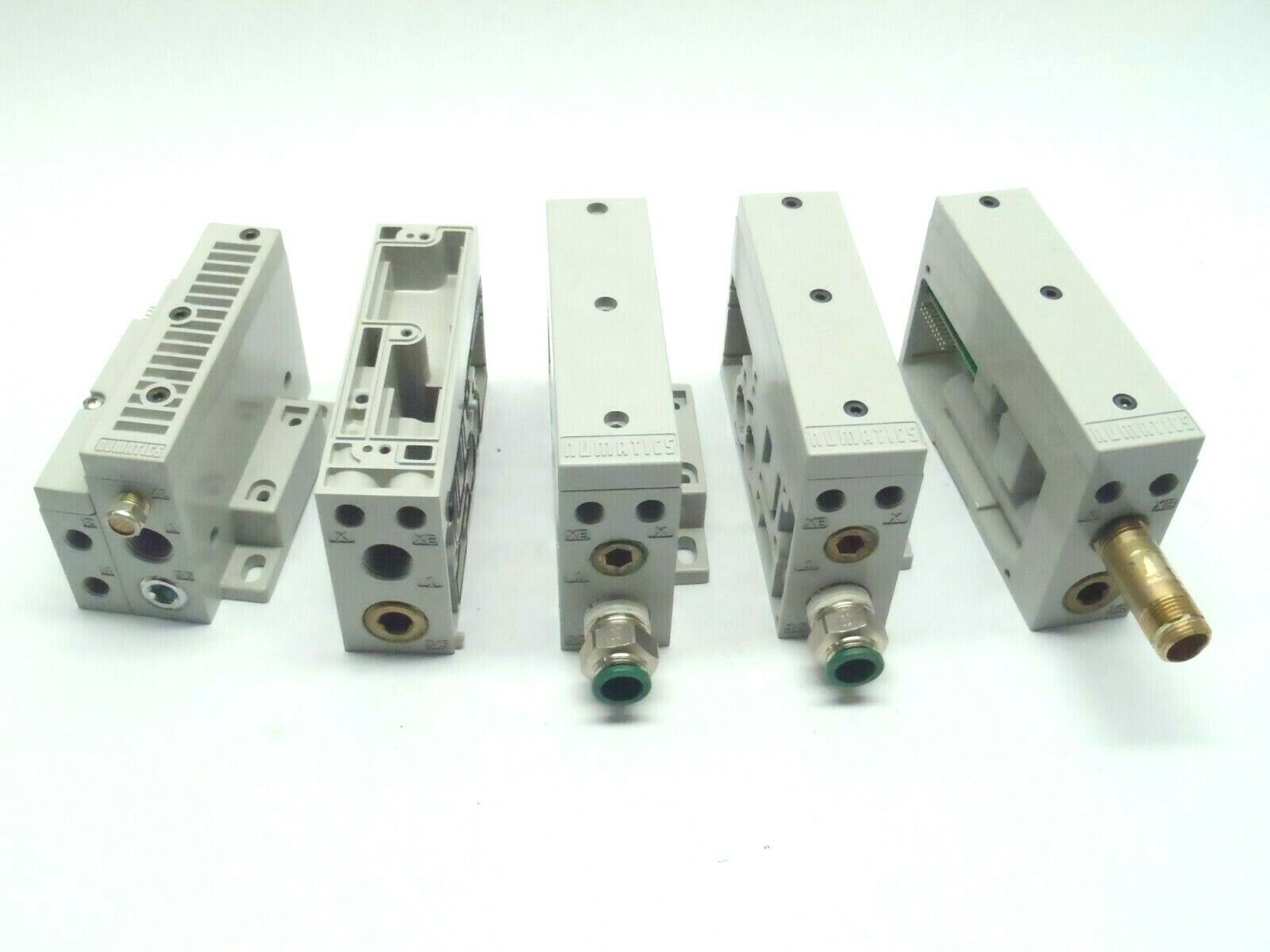 Manifold Blocks | Lot of 5 Numatics with Various Fittings Double Z Board - Used - Maverick Industrial Sales